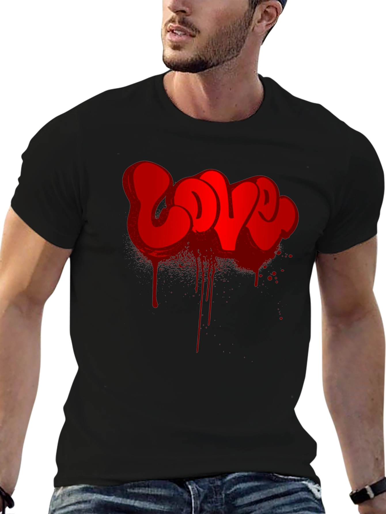 Red LOVE Graffiti Graphic T-Shirt