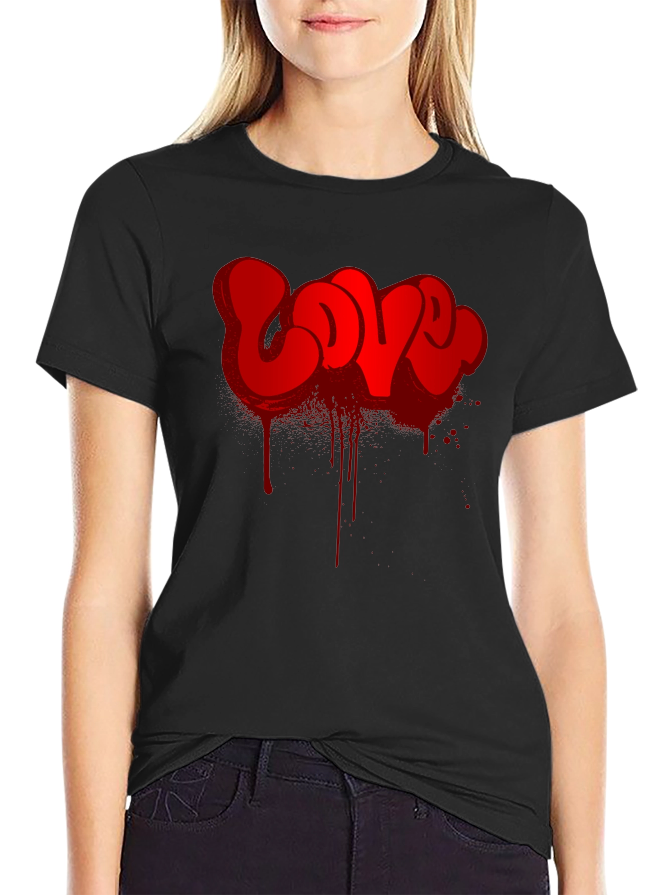 Red LOVE Graffiti Graphic T-Shirt
