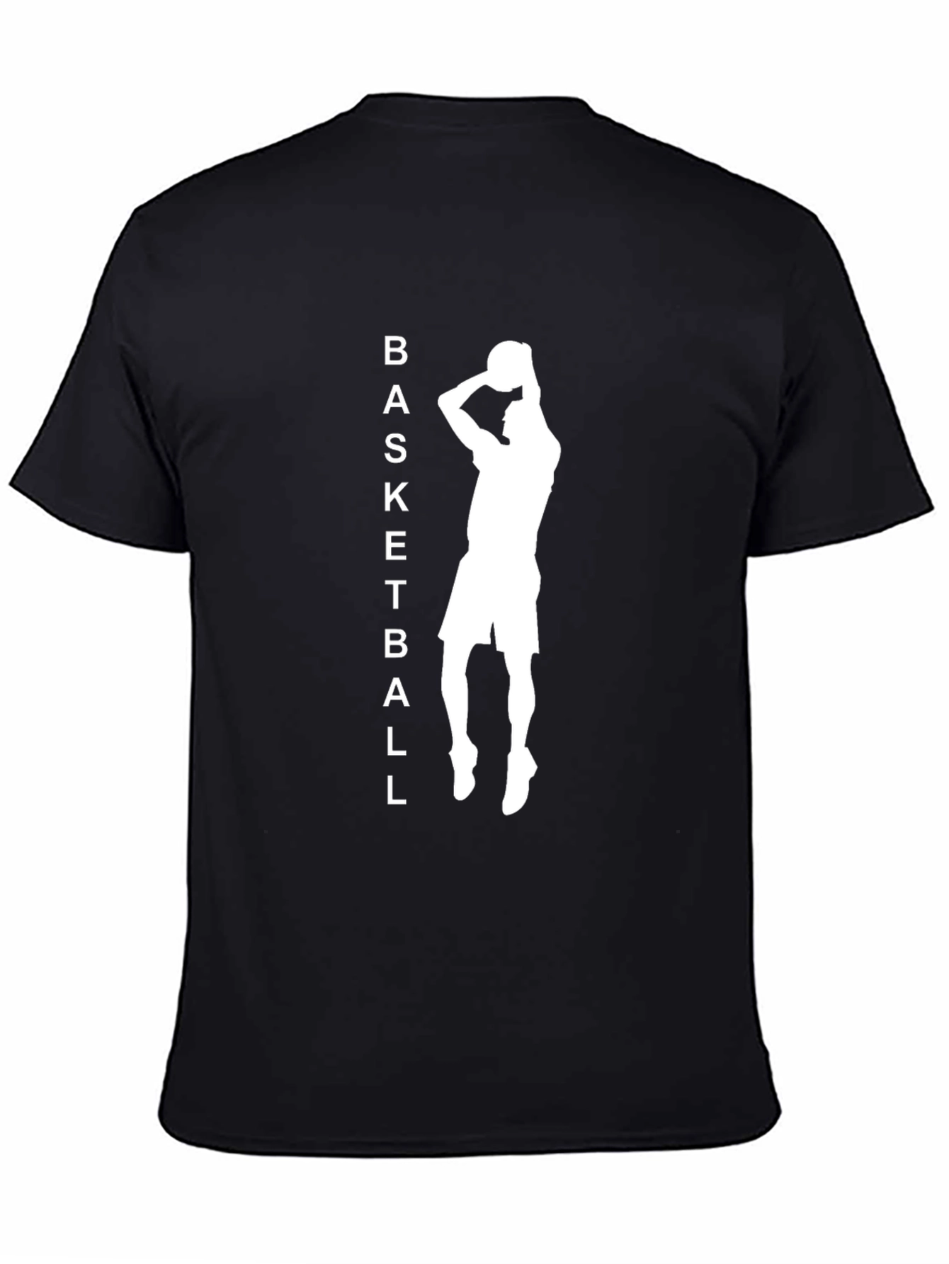 Basketball Silhouette Graphic Tee - Black Cotton Blend