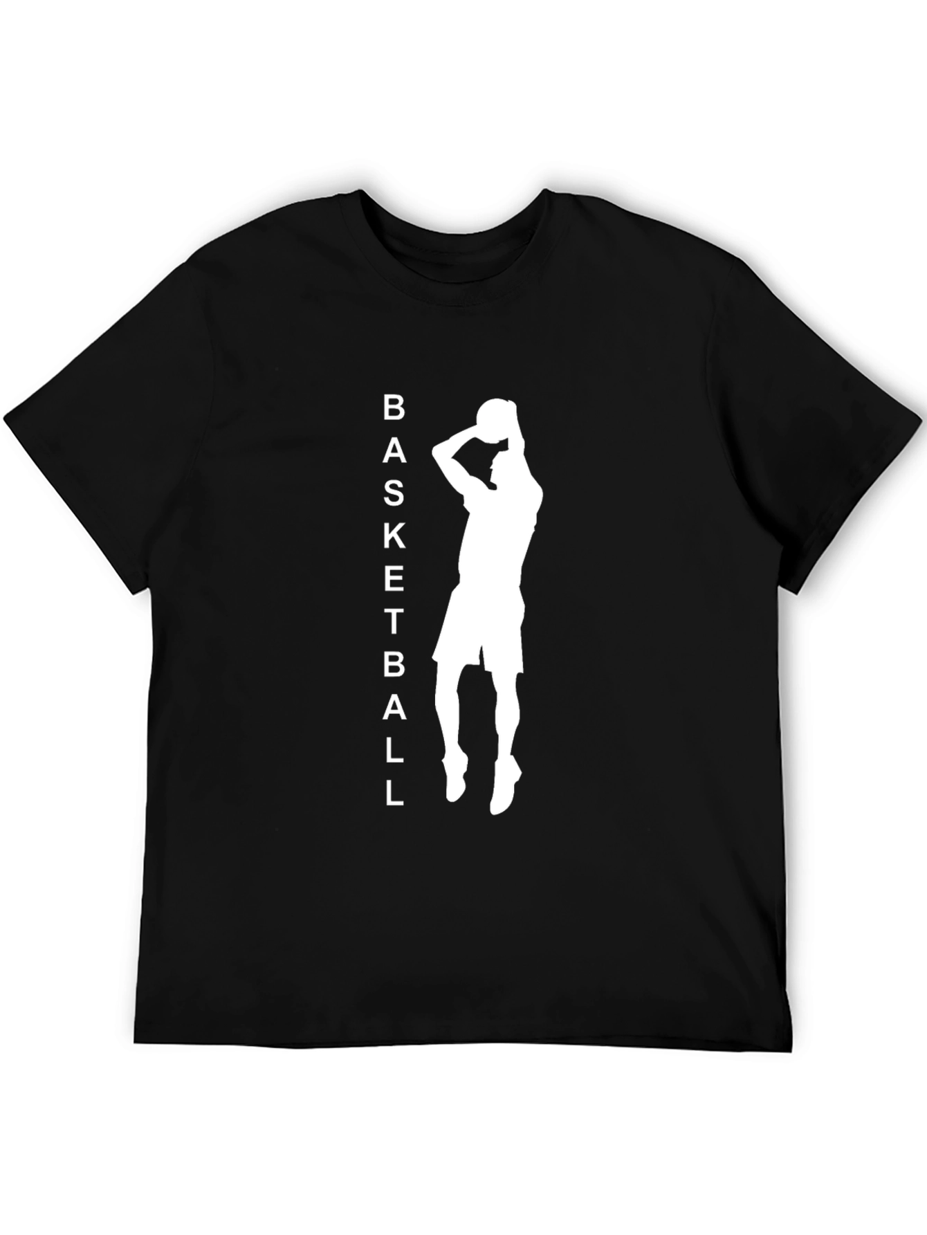 Basketball Silhouette Graphic Tee - Black Cotton Blend