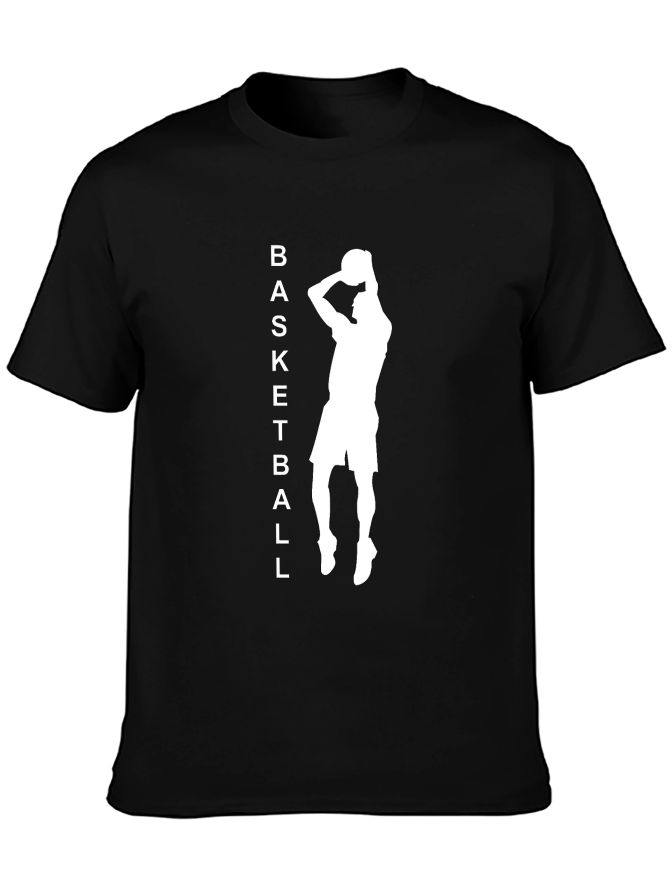 Basketball Silhouette Graphic Tee - Black Cotton Blend