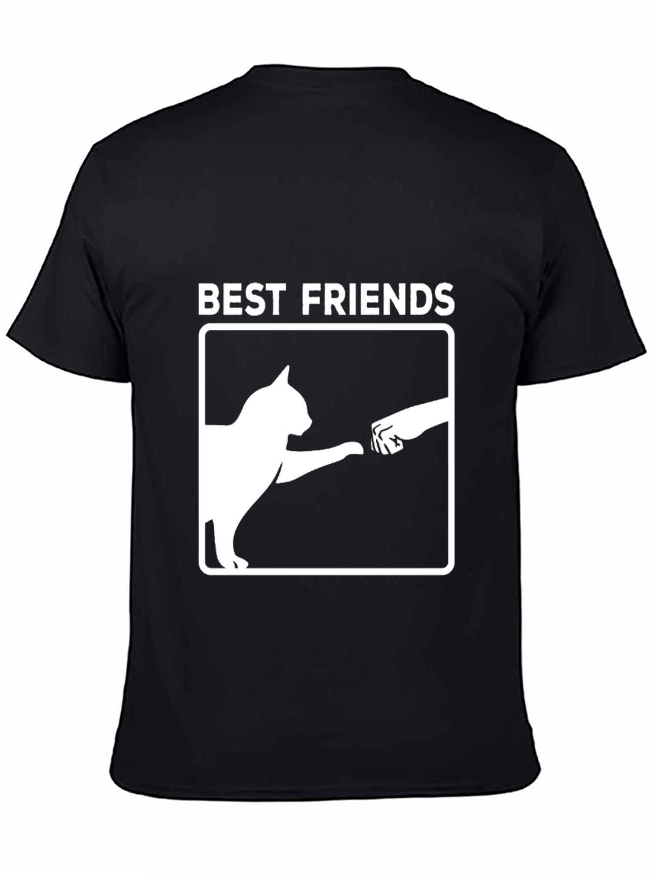 Best Friends Cat & Human Fist Bump Graphic T-Shirt