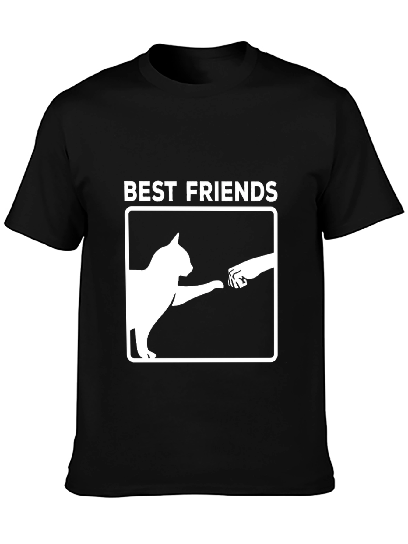 Best Friends Cat & Human Fist Bump Graphic T-Shirt