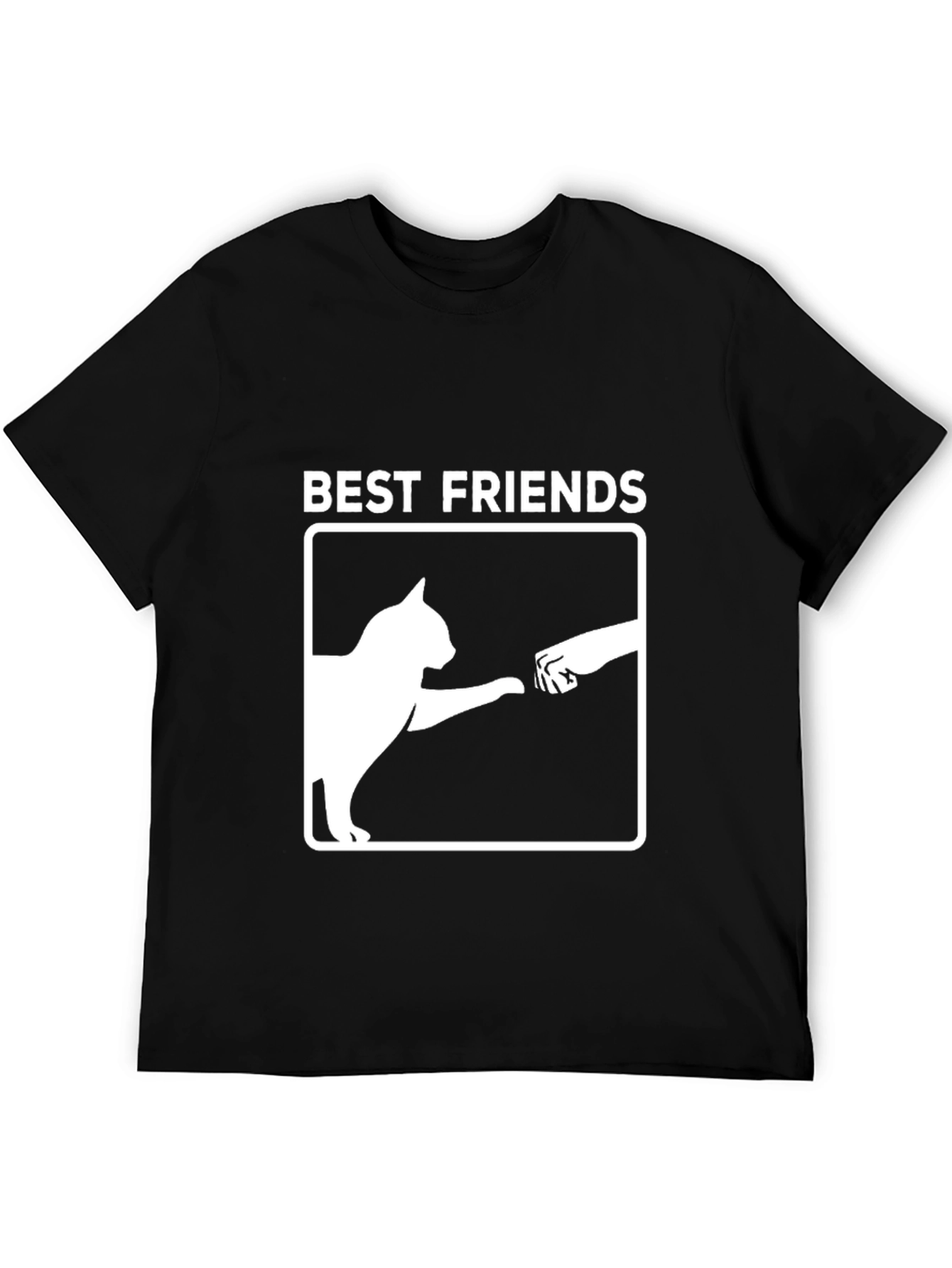 Best Friends Cat & Human Fist Bump Graphic T-Shirt