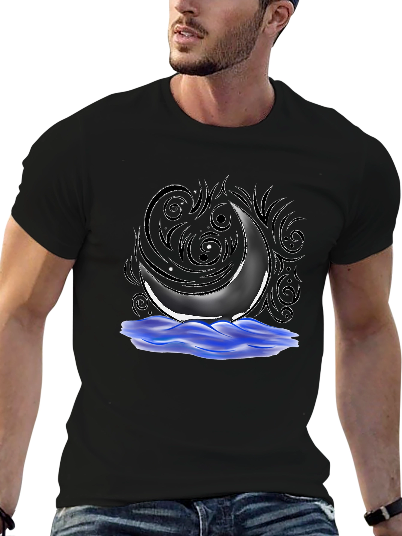 Mystic Moon Graphic Tee - Black