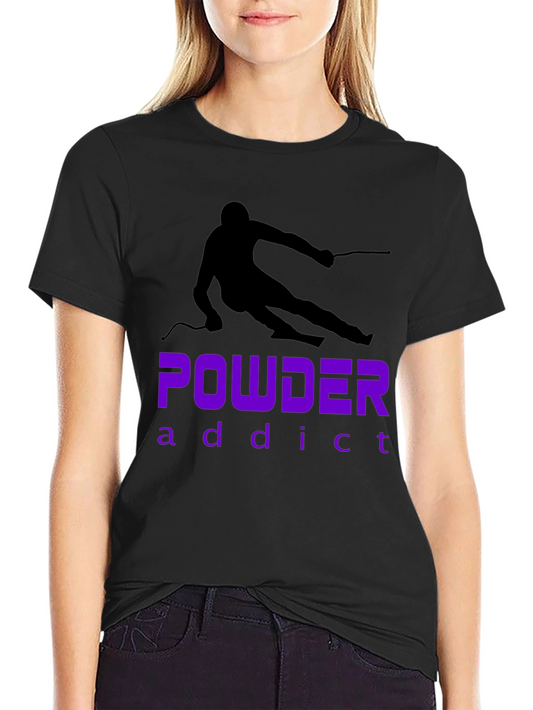 Powder Addict Skiing T-Shirt - Black Graphic Tee