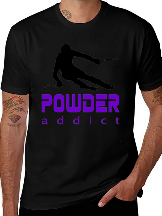 Powder Addict Skiing T-Shirt - Black Graphic Tee