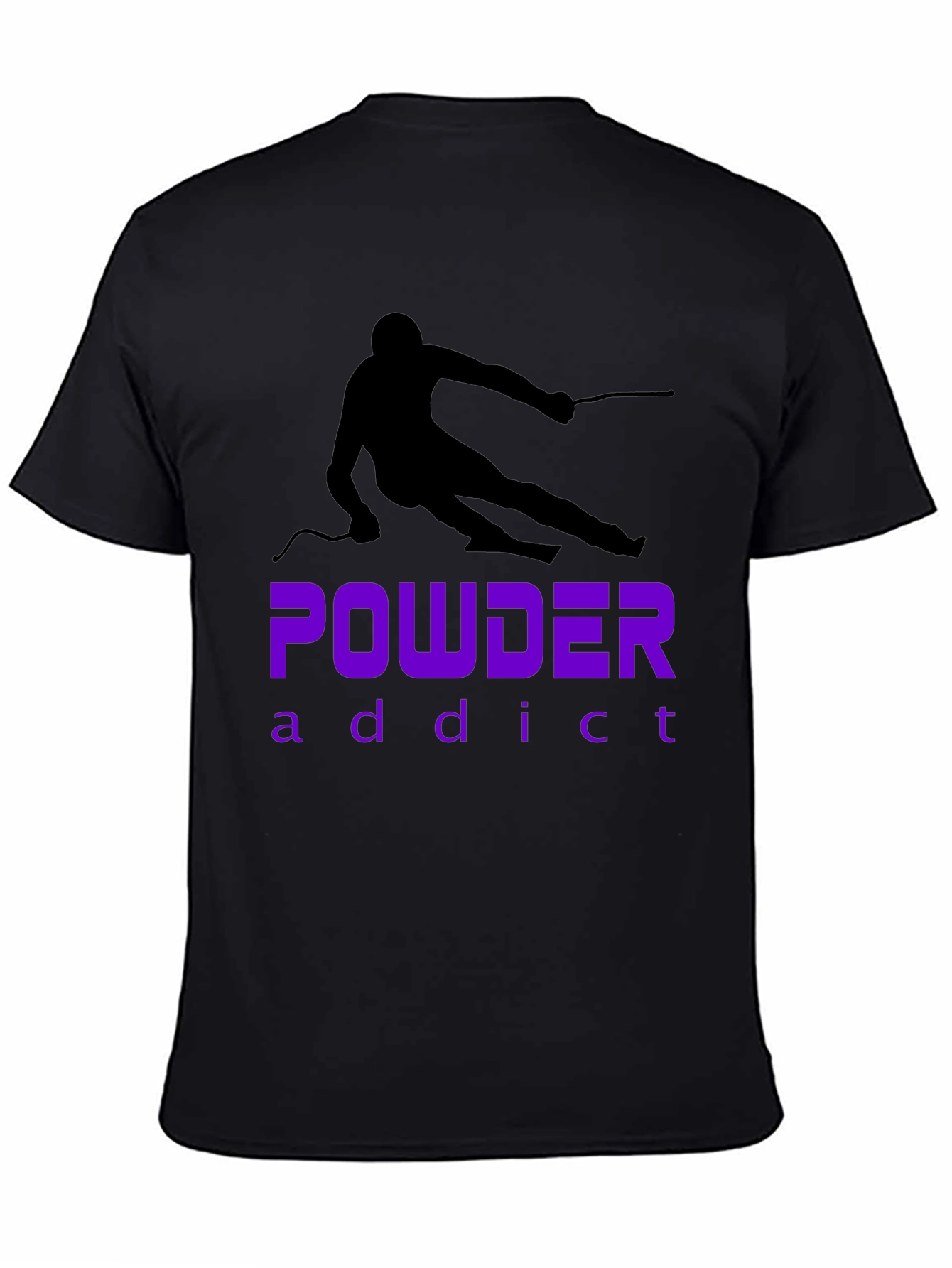 Powder Addict Skiing T-Shirt - Black Graphic Tee