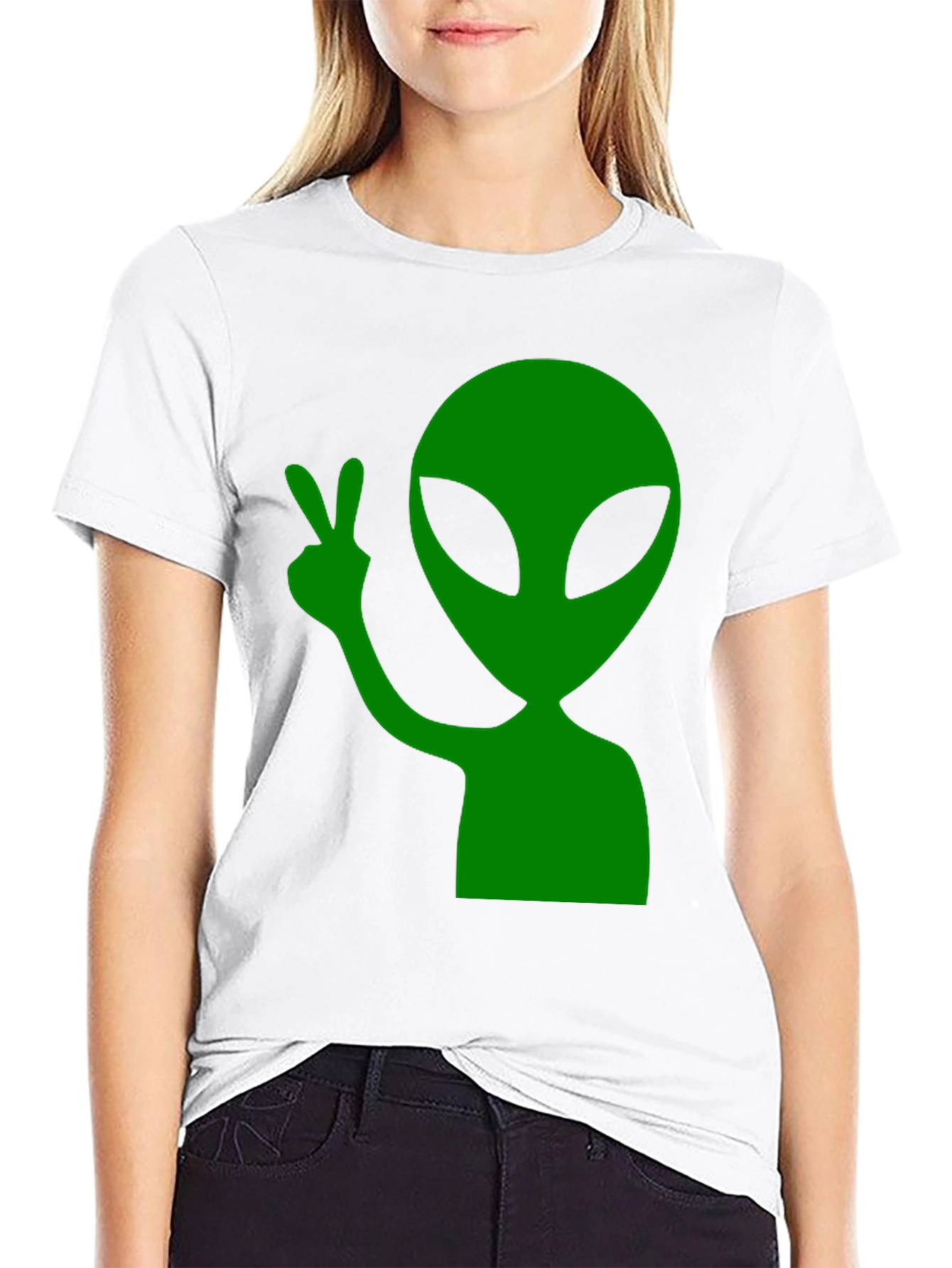 Alien Peace Sign Graphic T-Shirt