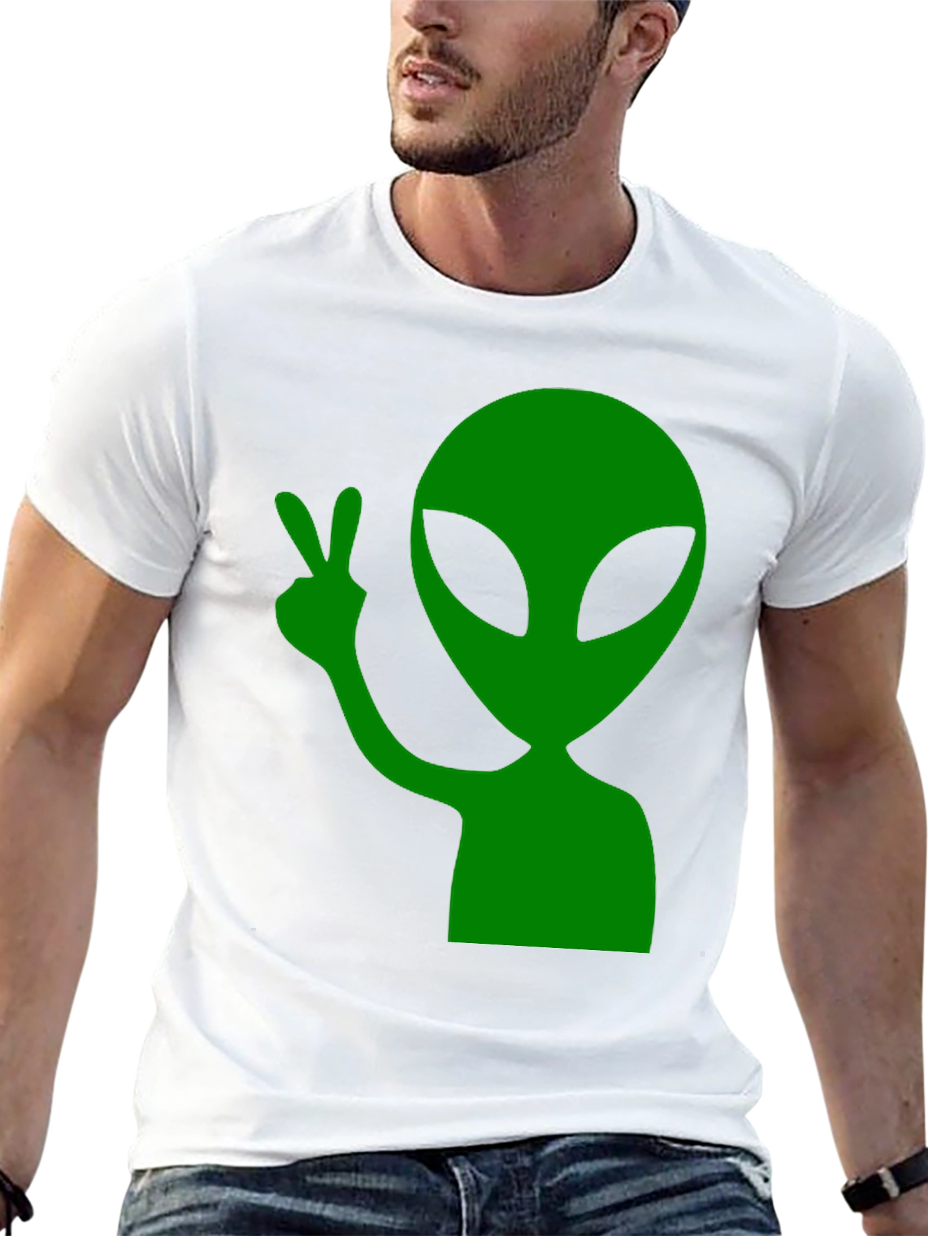 Alien Peace Sign Graphic T-Shirt