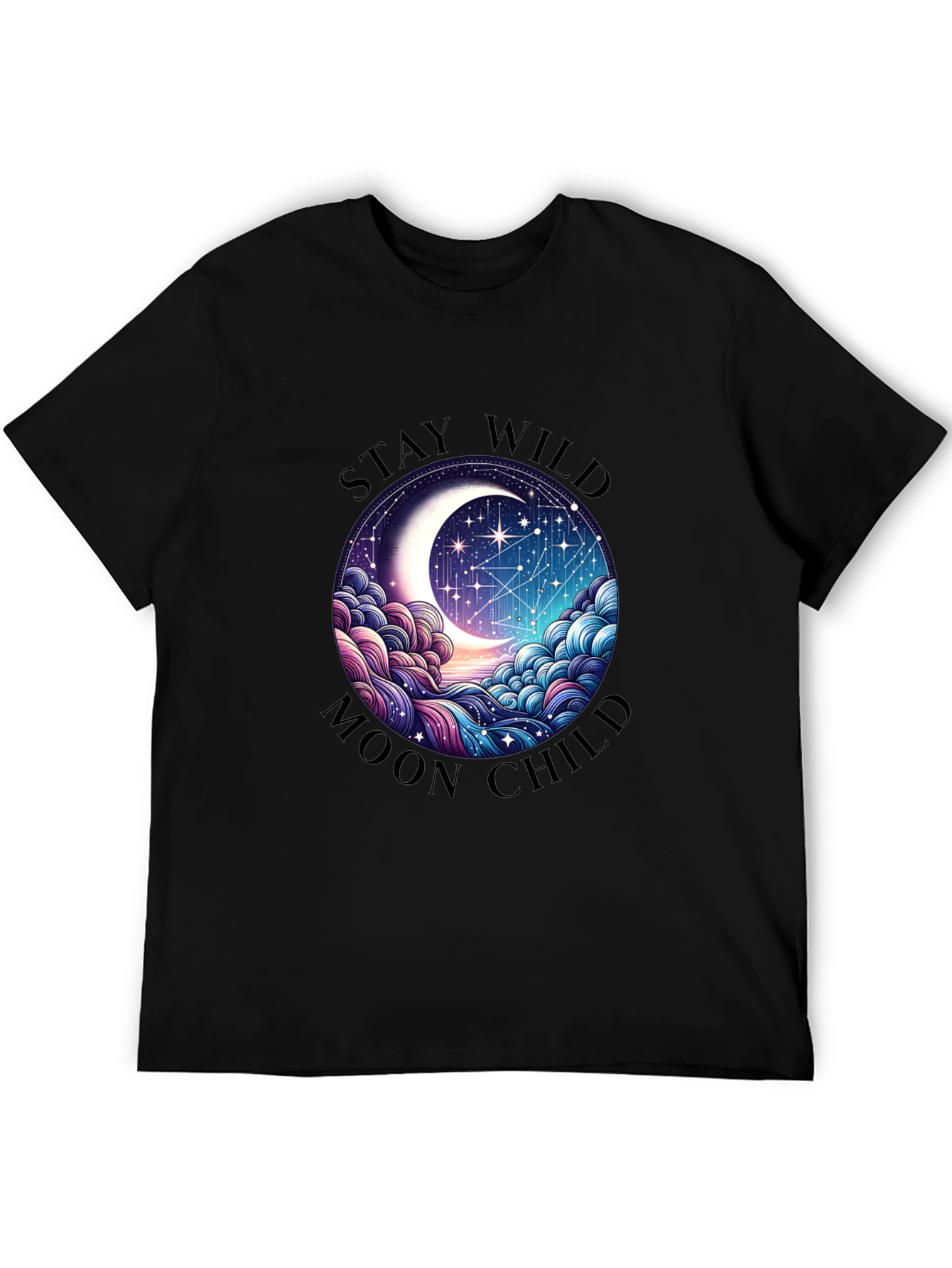 Stay Wild Moon Child Black Graphic Tee