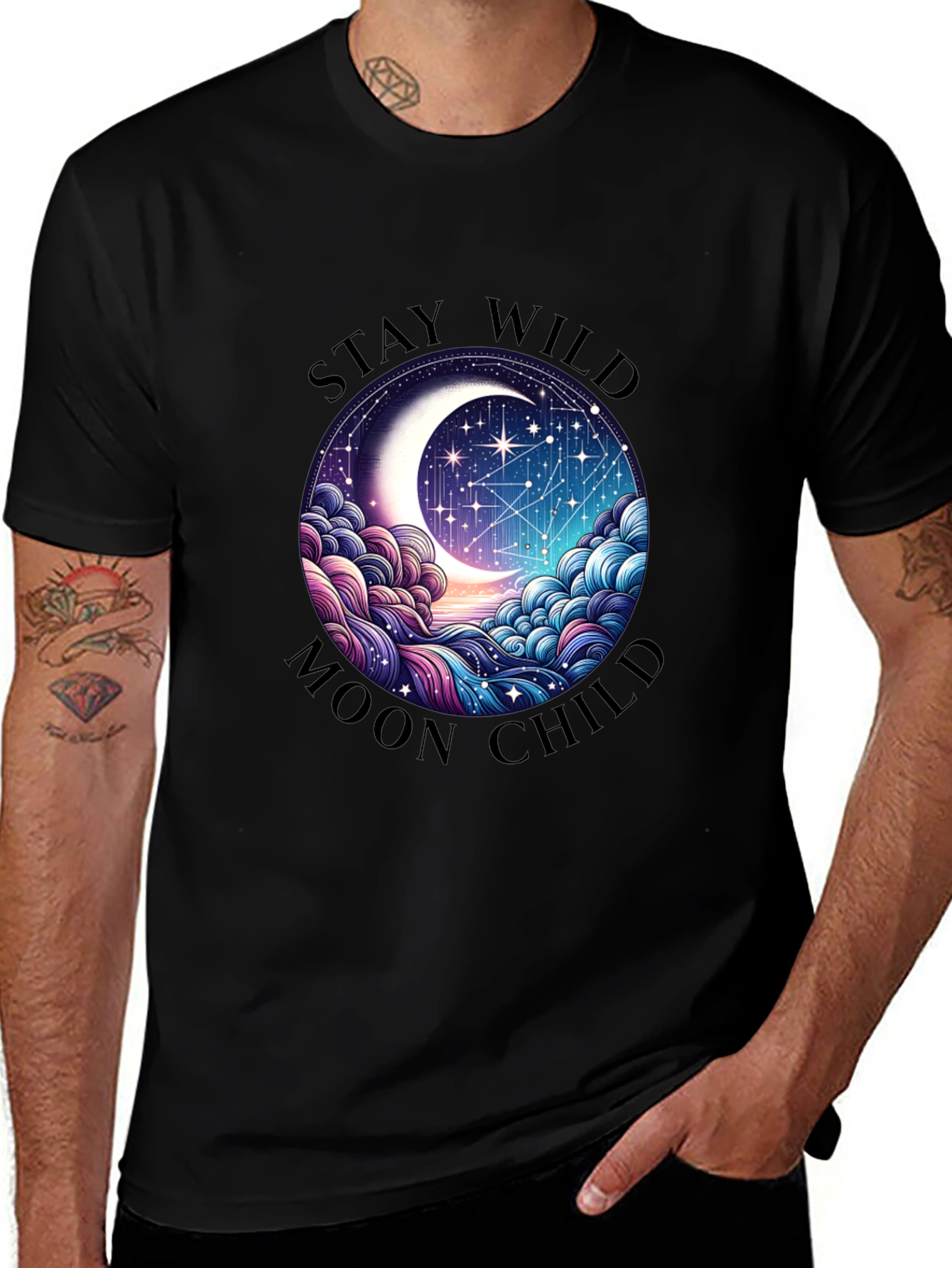 Stay Wild Moon Child Black Graphic Tee