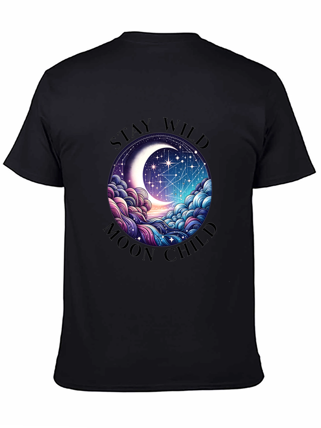 Stay Wild Moon Child Black Graphic Tee