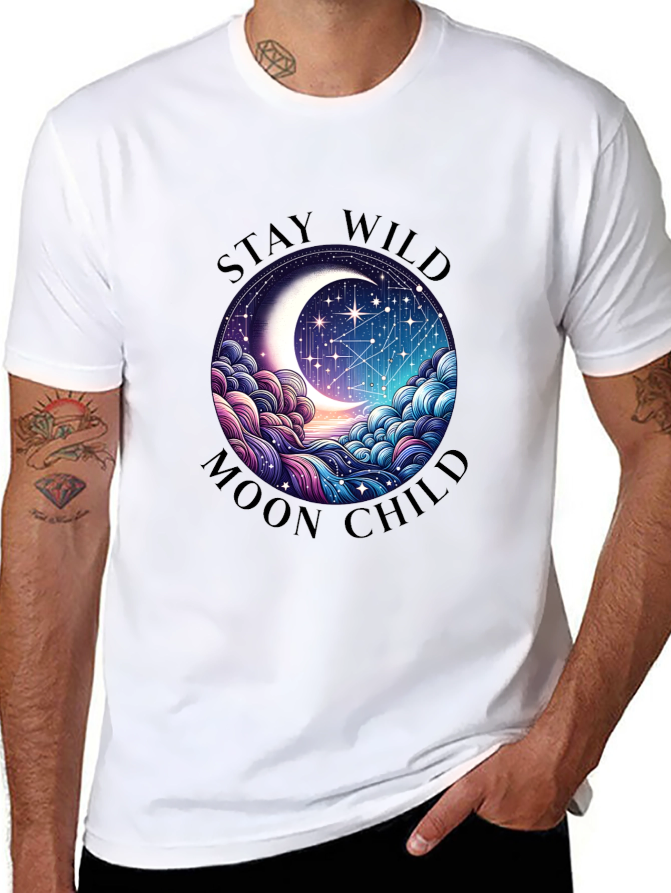 Stay Wild Moon Child Black Graphic Tee