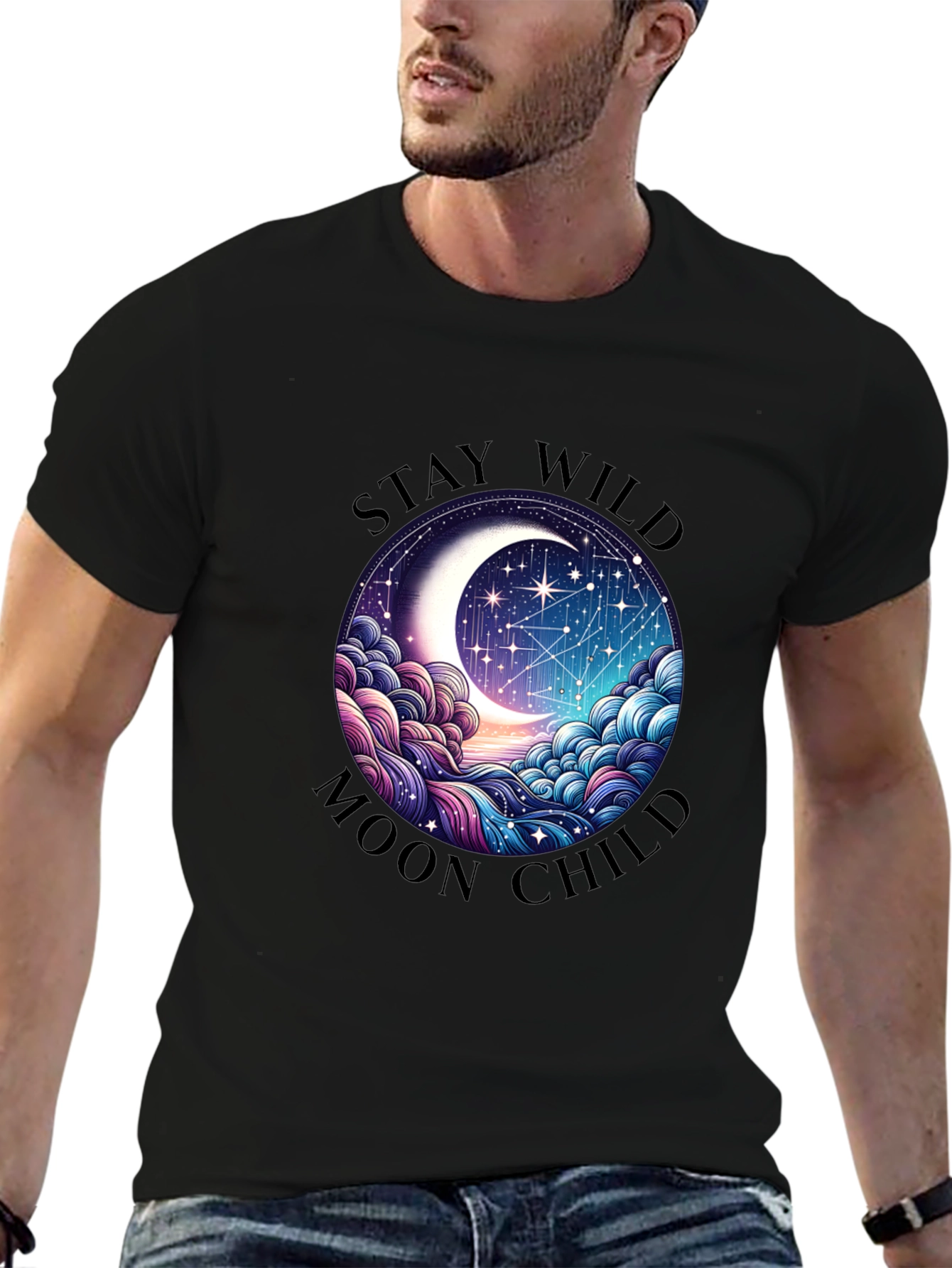 Stay Wild Moon Child Black Graphic Tee