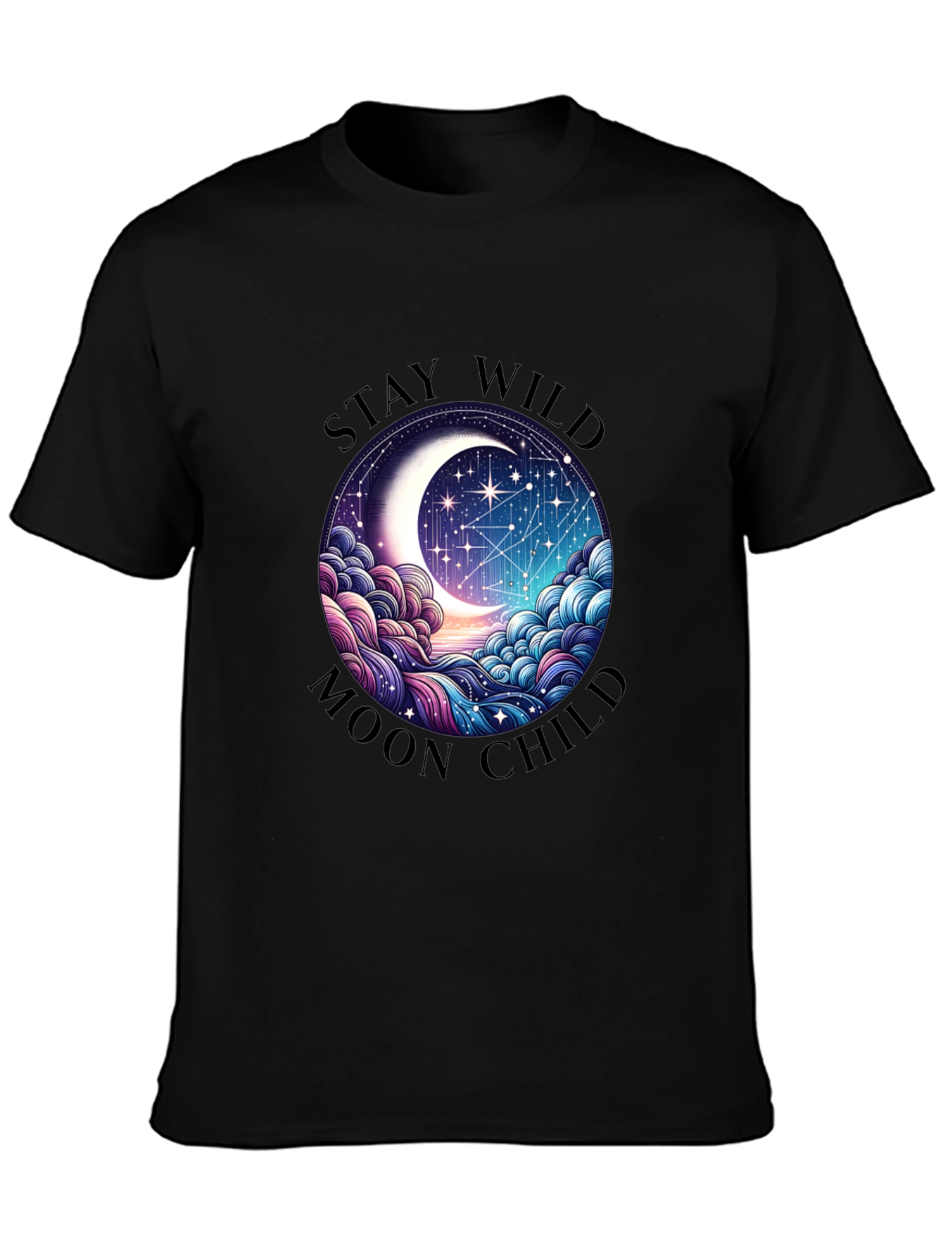 Stay Wild Moon Child Black Graphic Tee