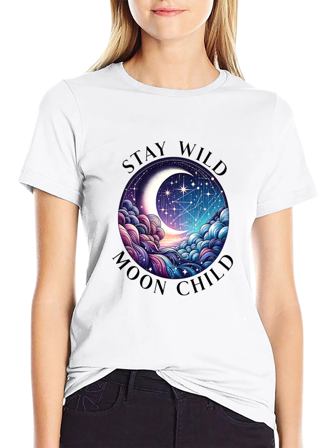 Stay Wild Moon Child Black Graphic Tee