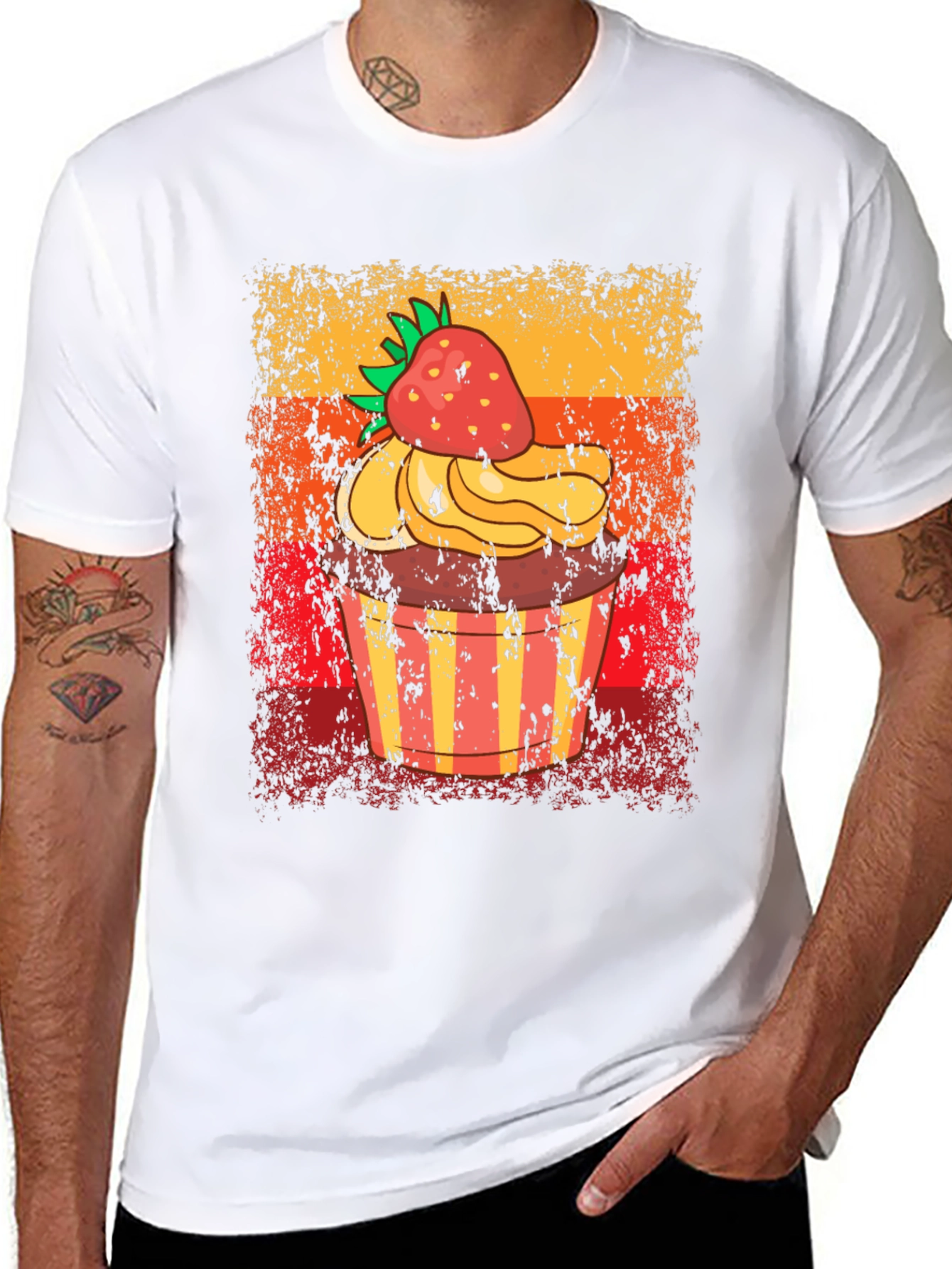 Retro Strawberry Cupcake Graphic T-Shirt
