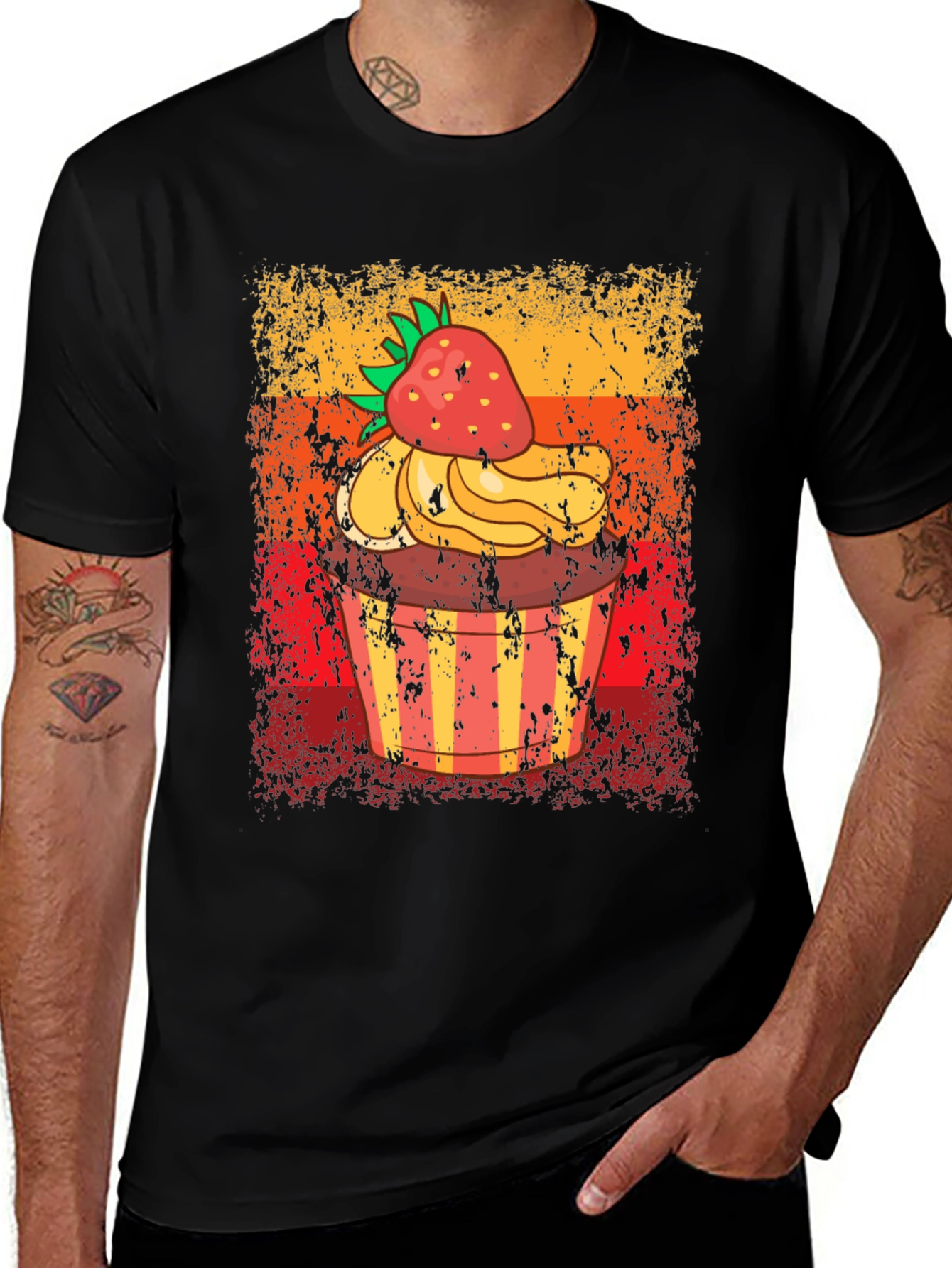 Retro Strawberry Cupcake Graphic T-Shirt