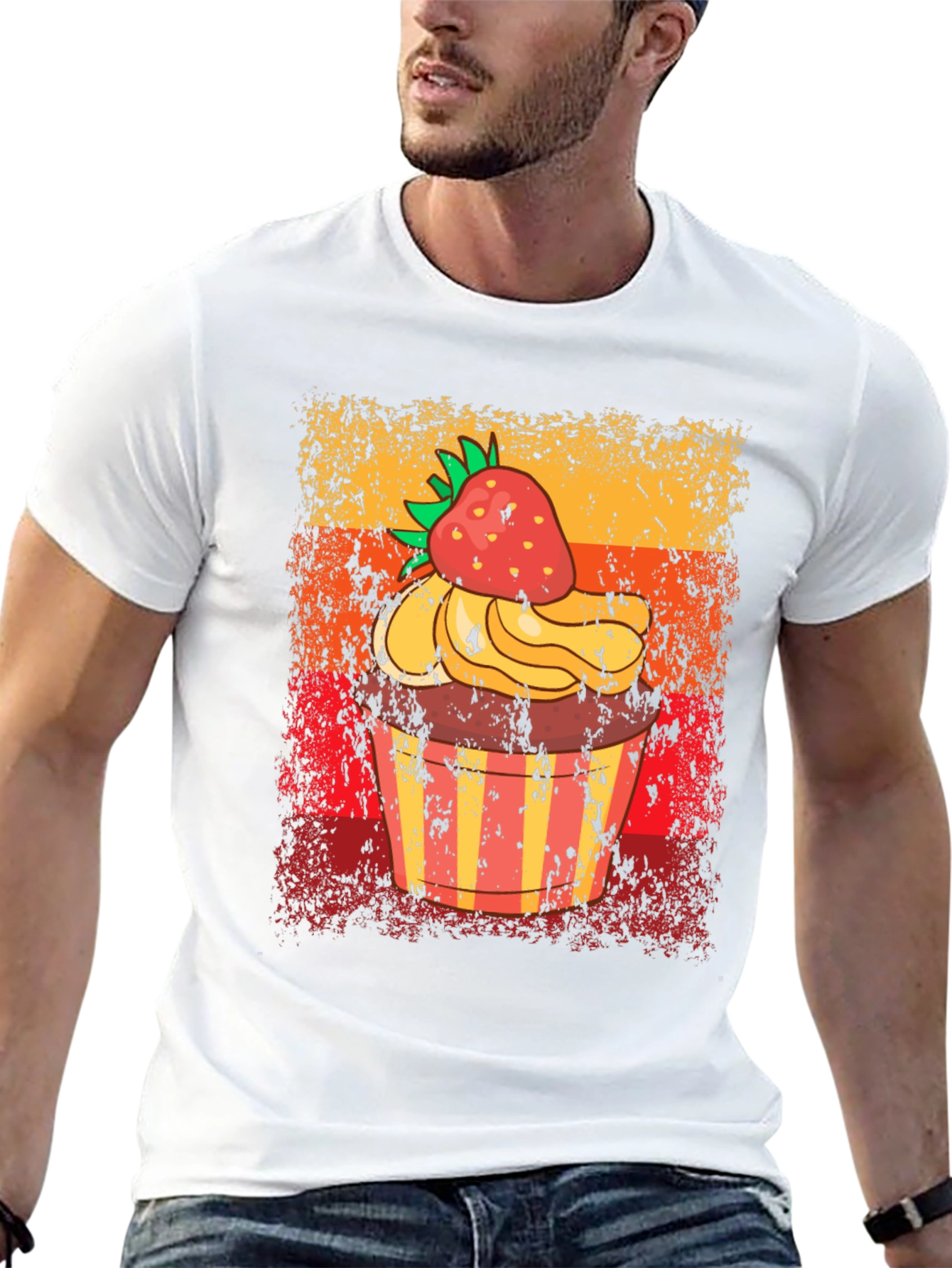 Retro Strawberry Cupcake Graphic T-Shirt