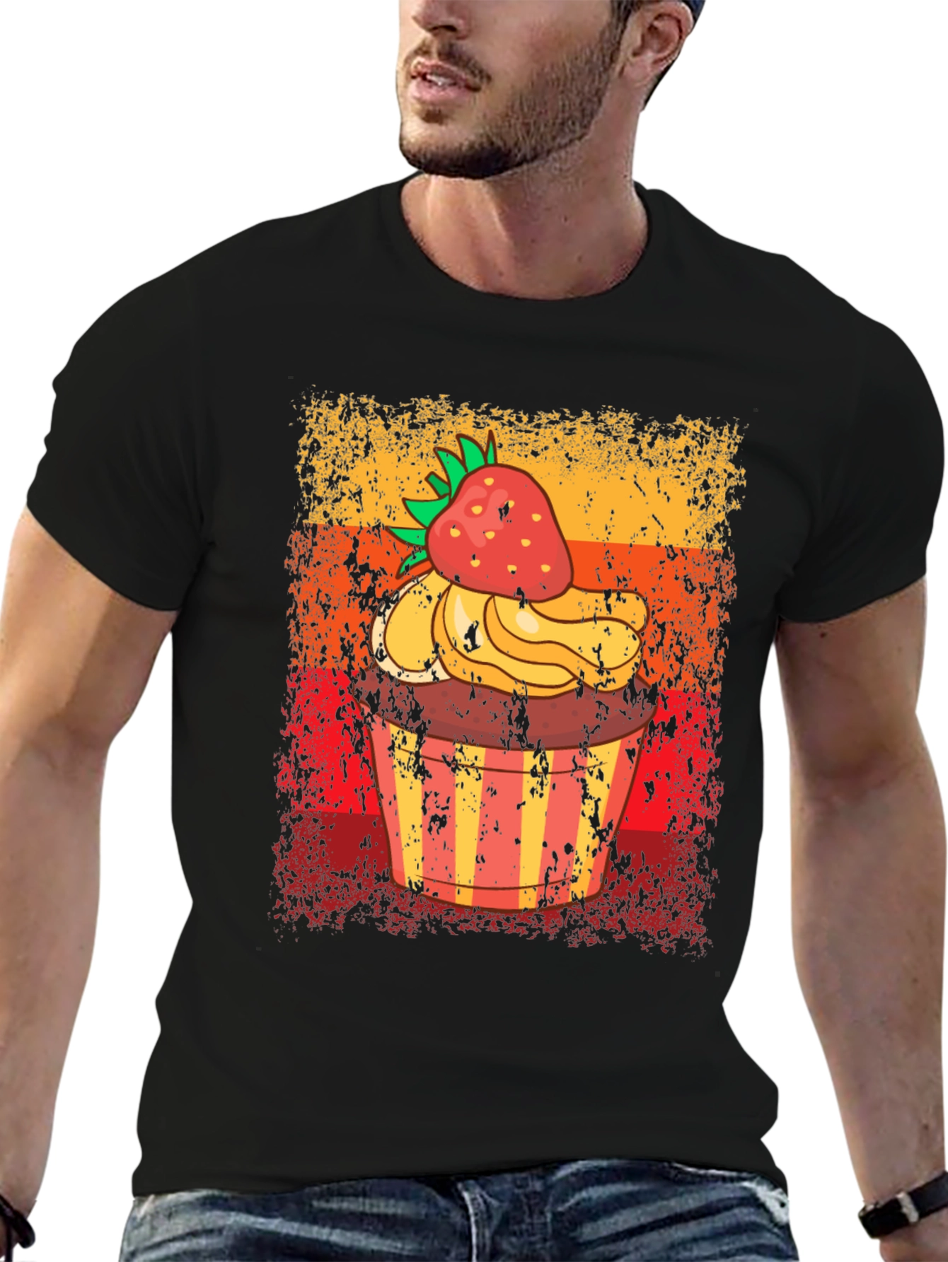 Retro Strawberry Cupcake Graphic T-Shirt