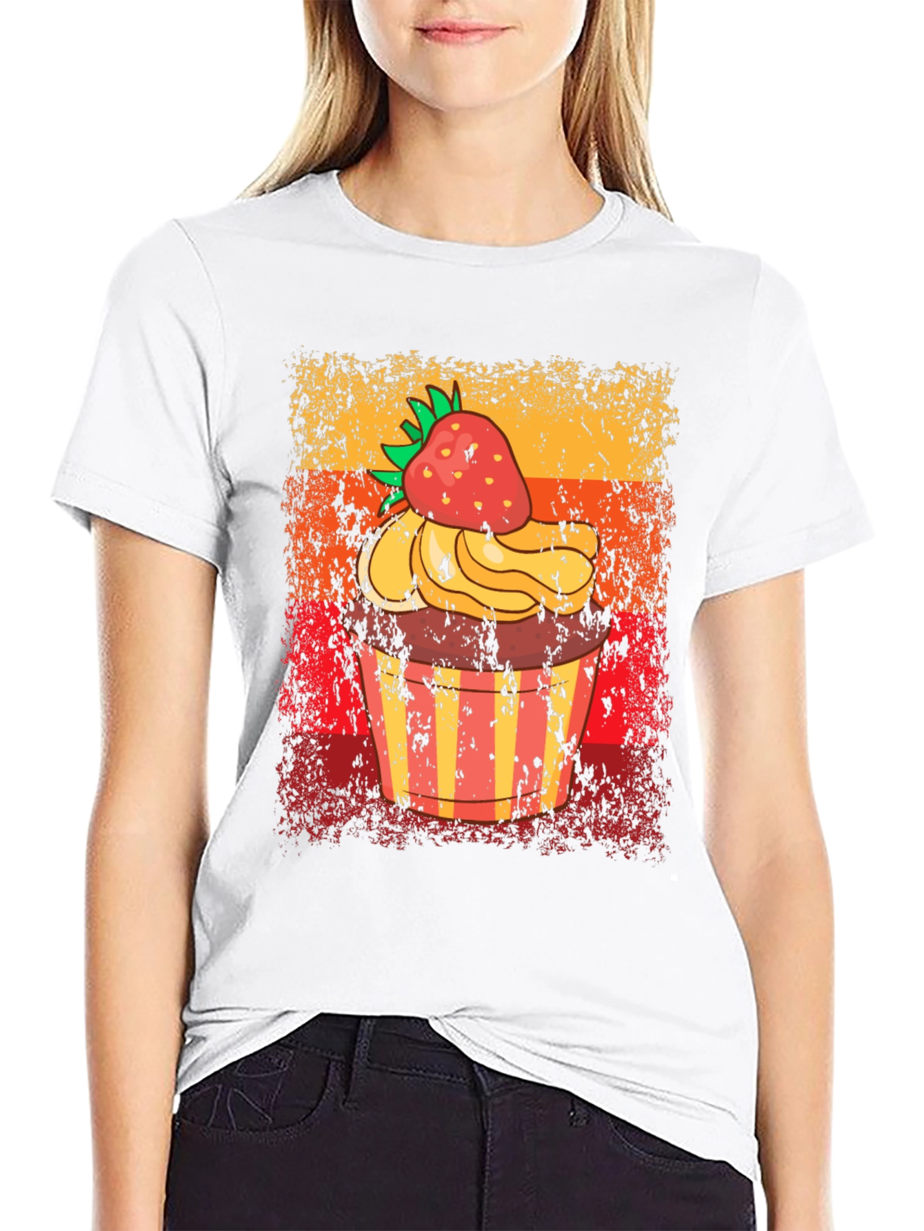 Retro Strawberry Cupcake Graphic T-Shirt