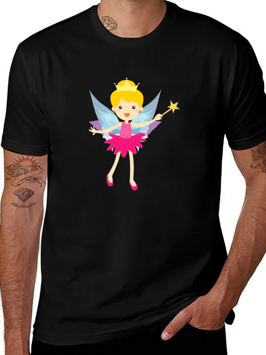 Fairy Princess Graphic Tee - Black Cotton T-Shirt
