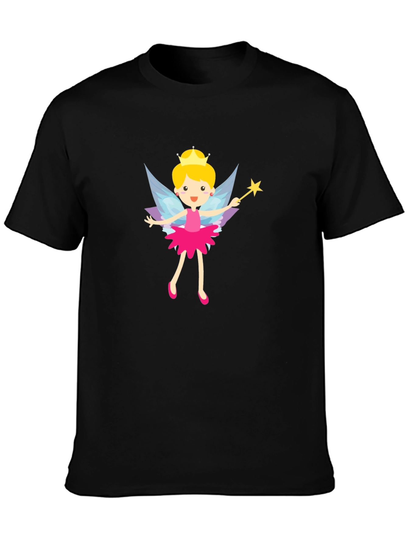 Fairy Princess Graphic Tee - Black Cotton T-Shirt