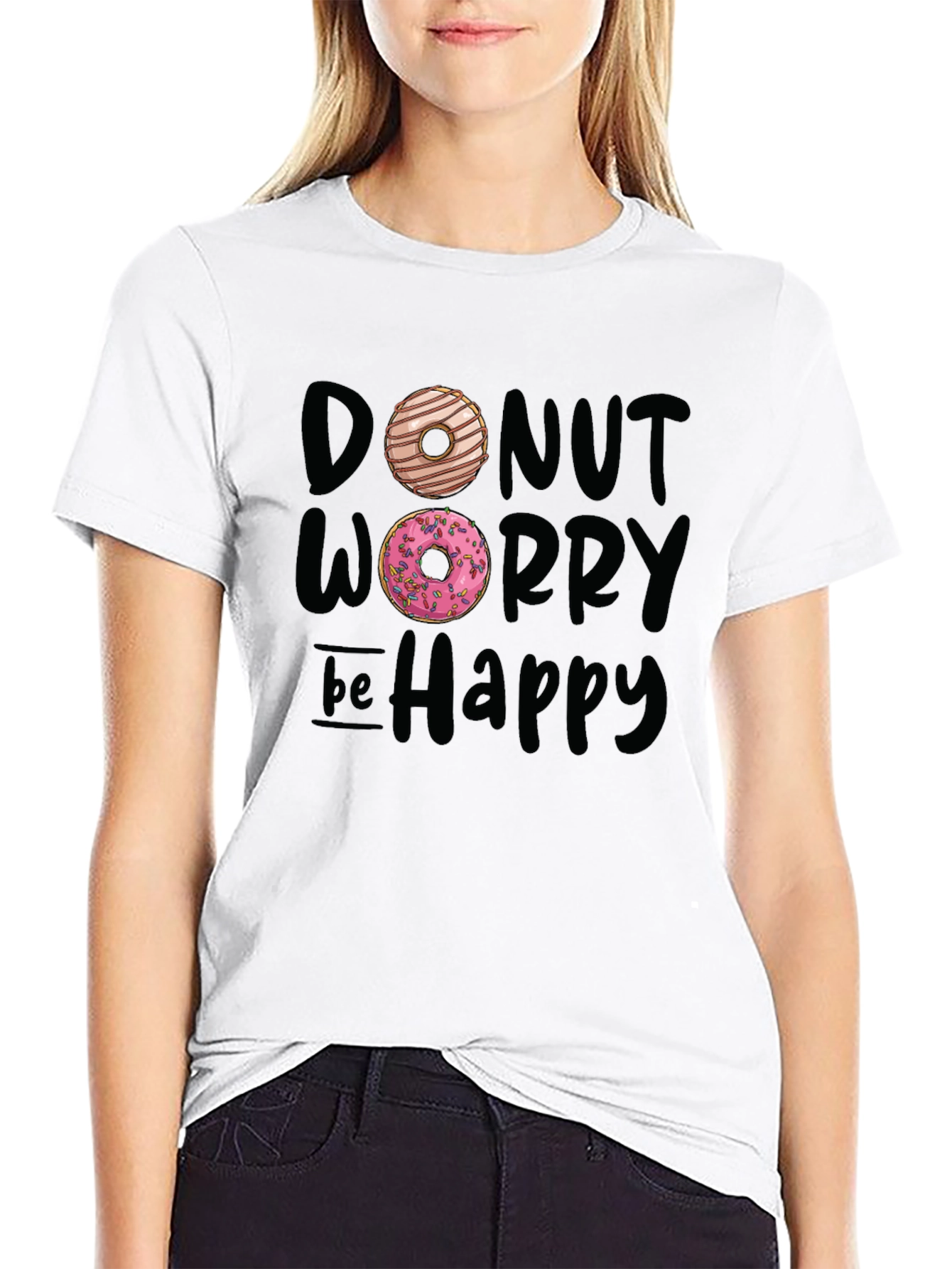 Donut Worry Be Happy Graphic T-Shirt