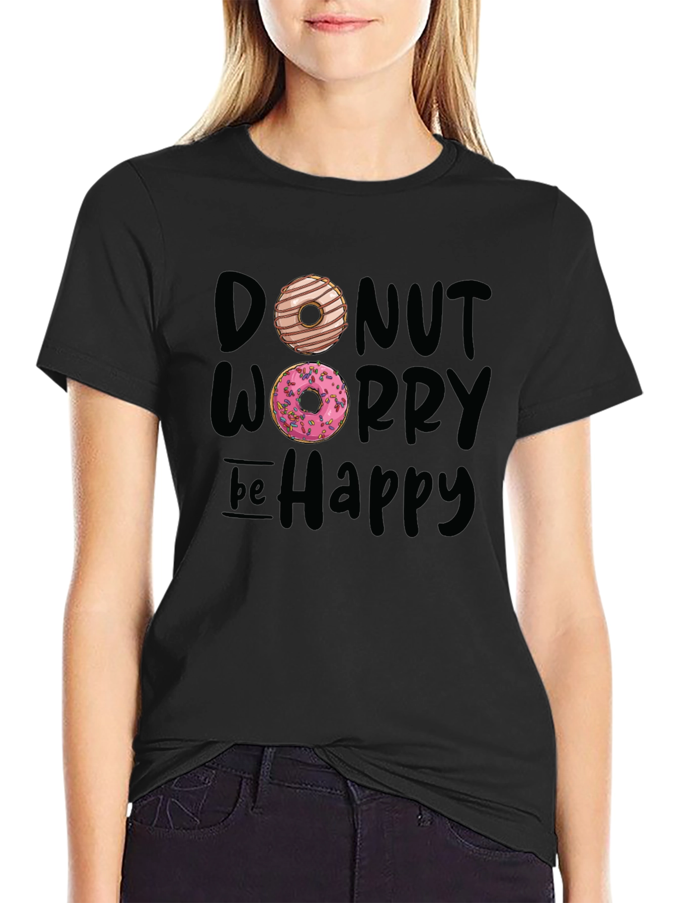 Donut Worry Be Happy Graphic T-Shirt