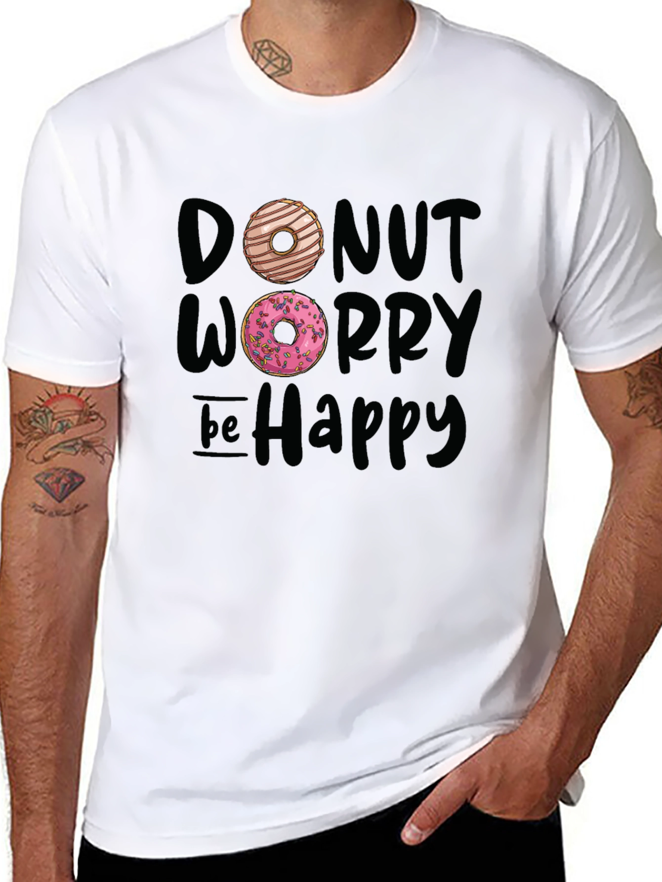 Donut Worry Be Happy Graphic T-Shirt