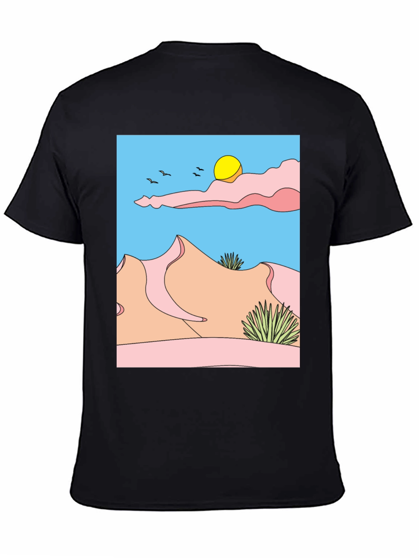 Desert Landscape Graphic Tee - Unisex Black T-Shirt