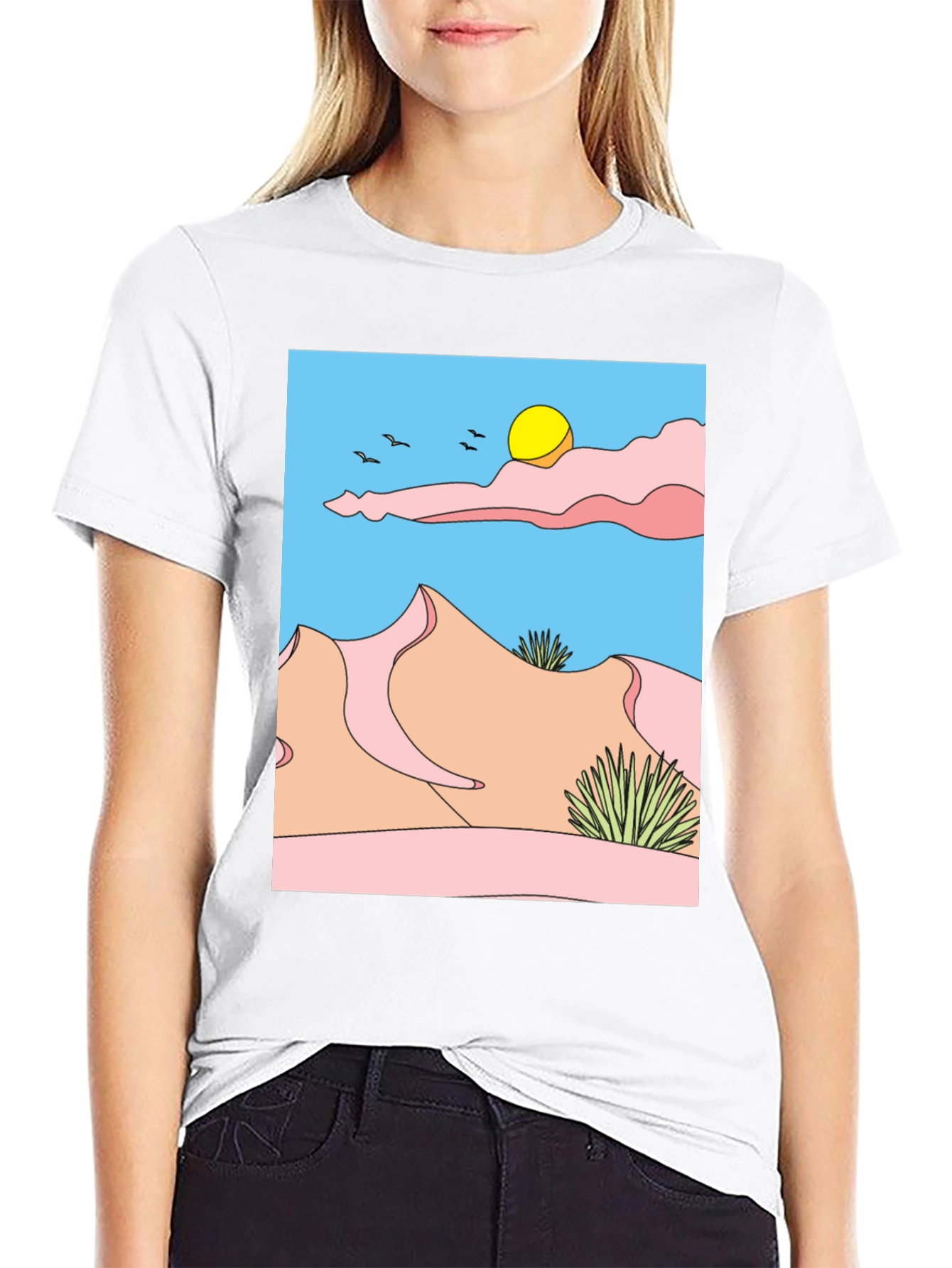 Desert Landscape Graphic Tee - Unisex Black T-Shirt