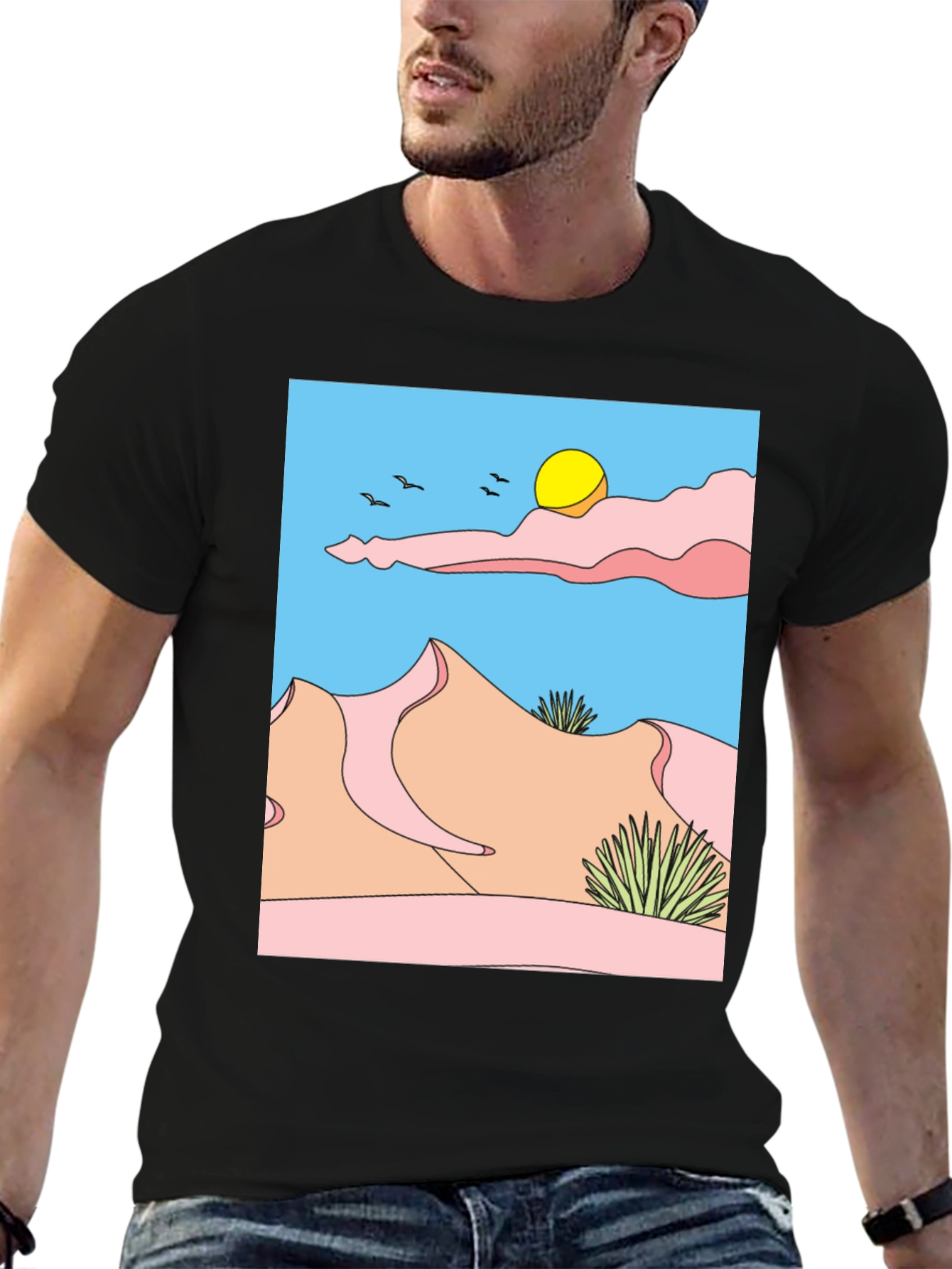 Desert Landscape Graphic Tee - Unisex Black T-Shirt