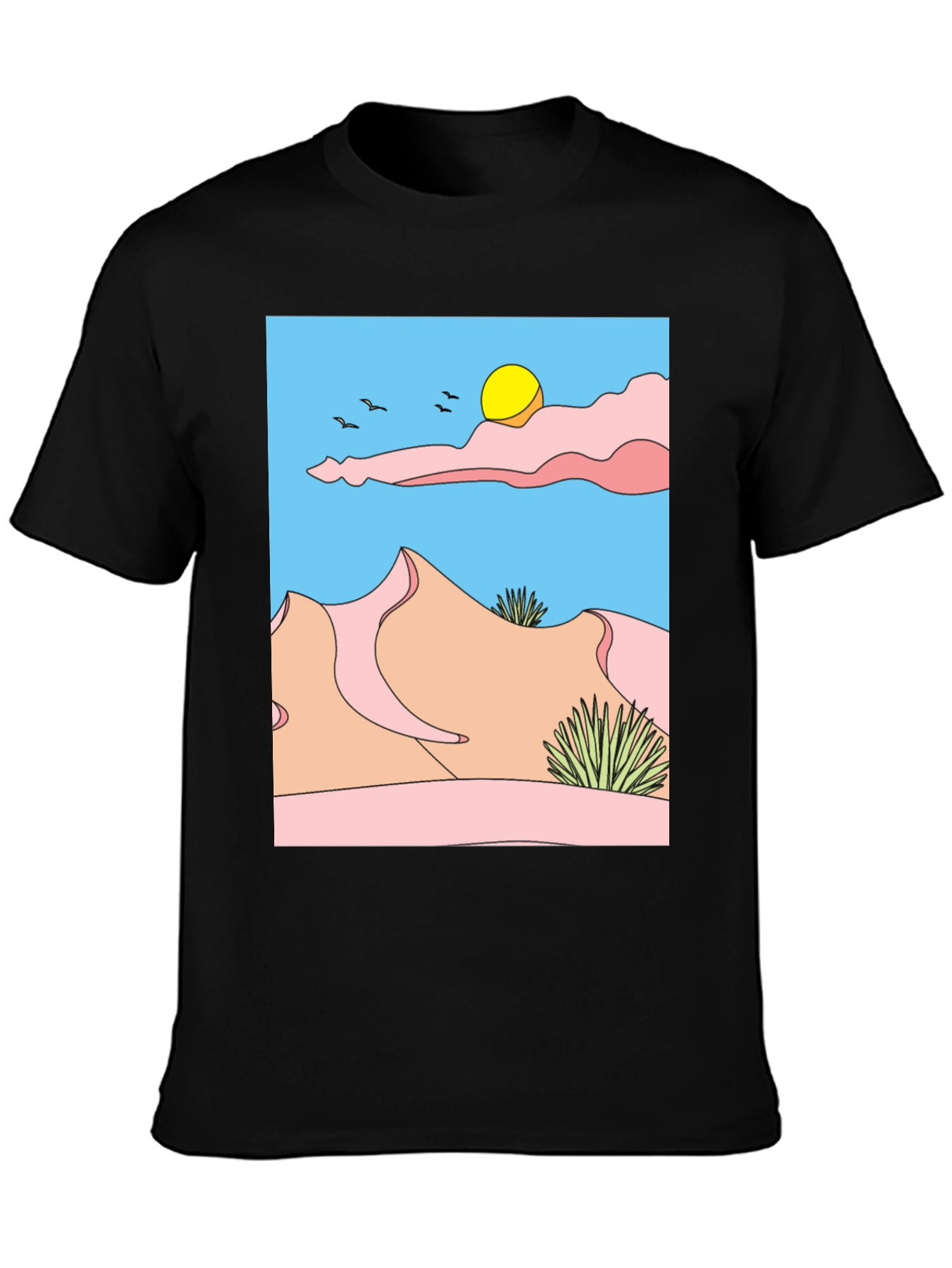 Desert Landscape Graphic Tee - Unisex Black T-Shirt