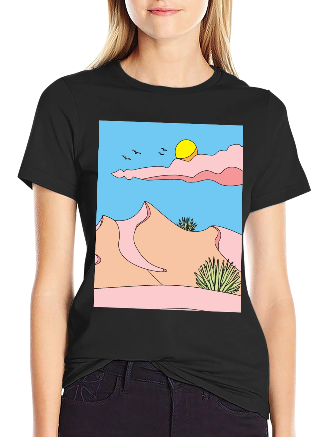Desert Landscape Graphic Tee - Unisex Black T-Shirt