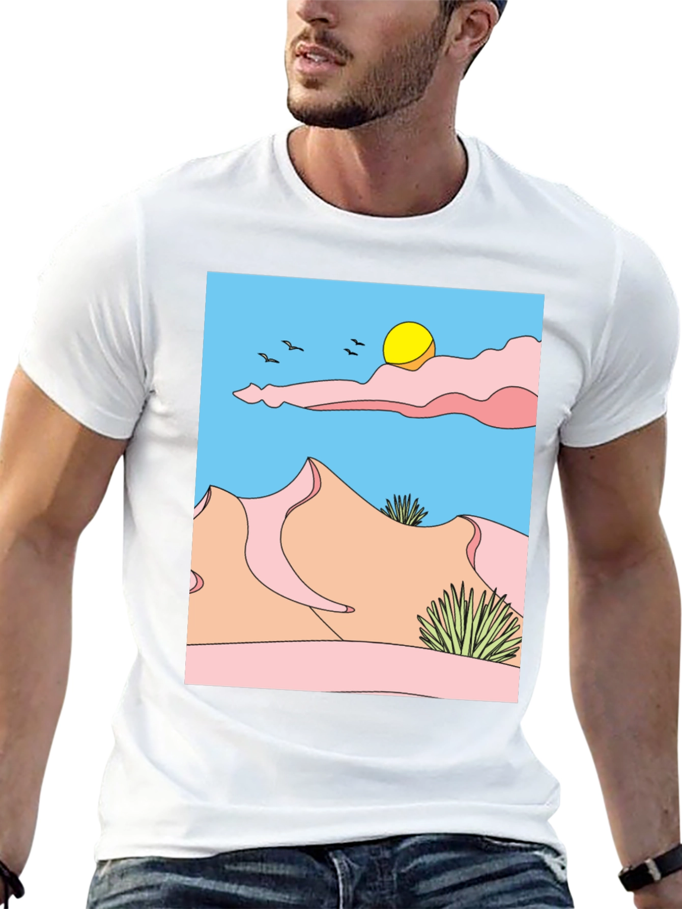 Desert Landscape Graphic Tee - Unisex Black T-Shirt