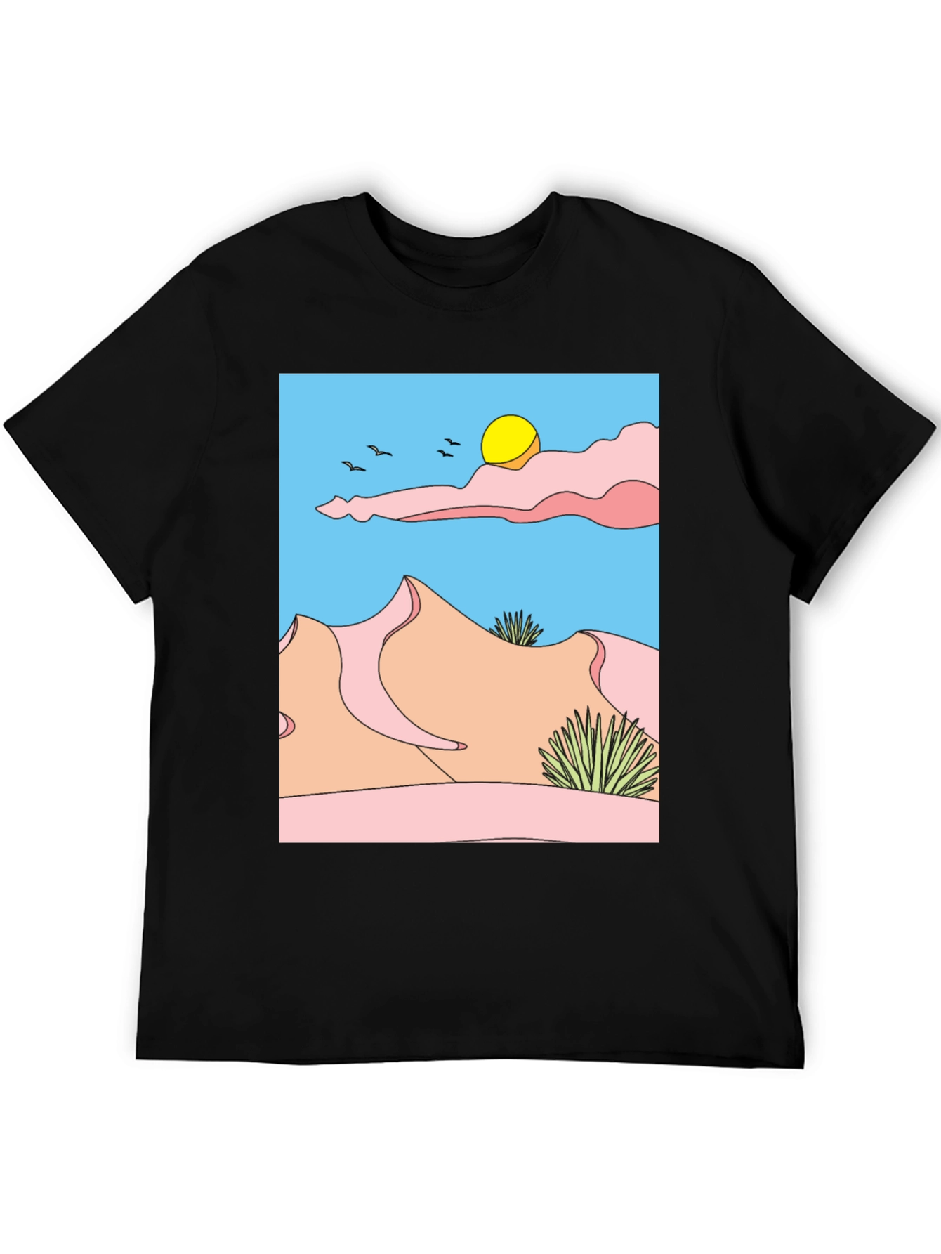 Desert Landscape Graphic Tee - Unisex Black T-Shirt