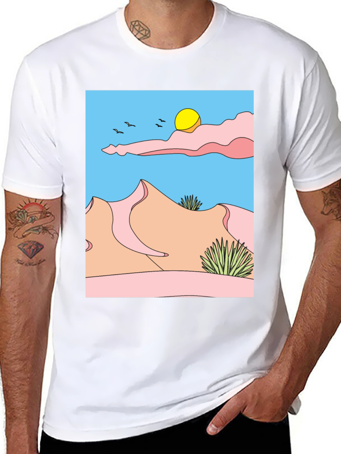 Desert Landscape Graphic Tee - Unisex Black T-Shirt