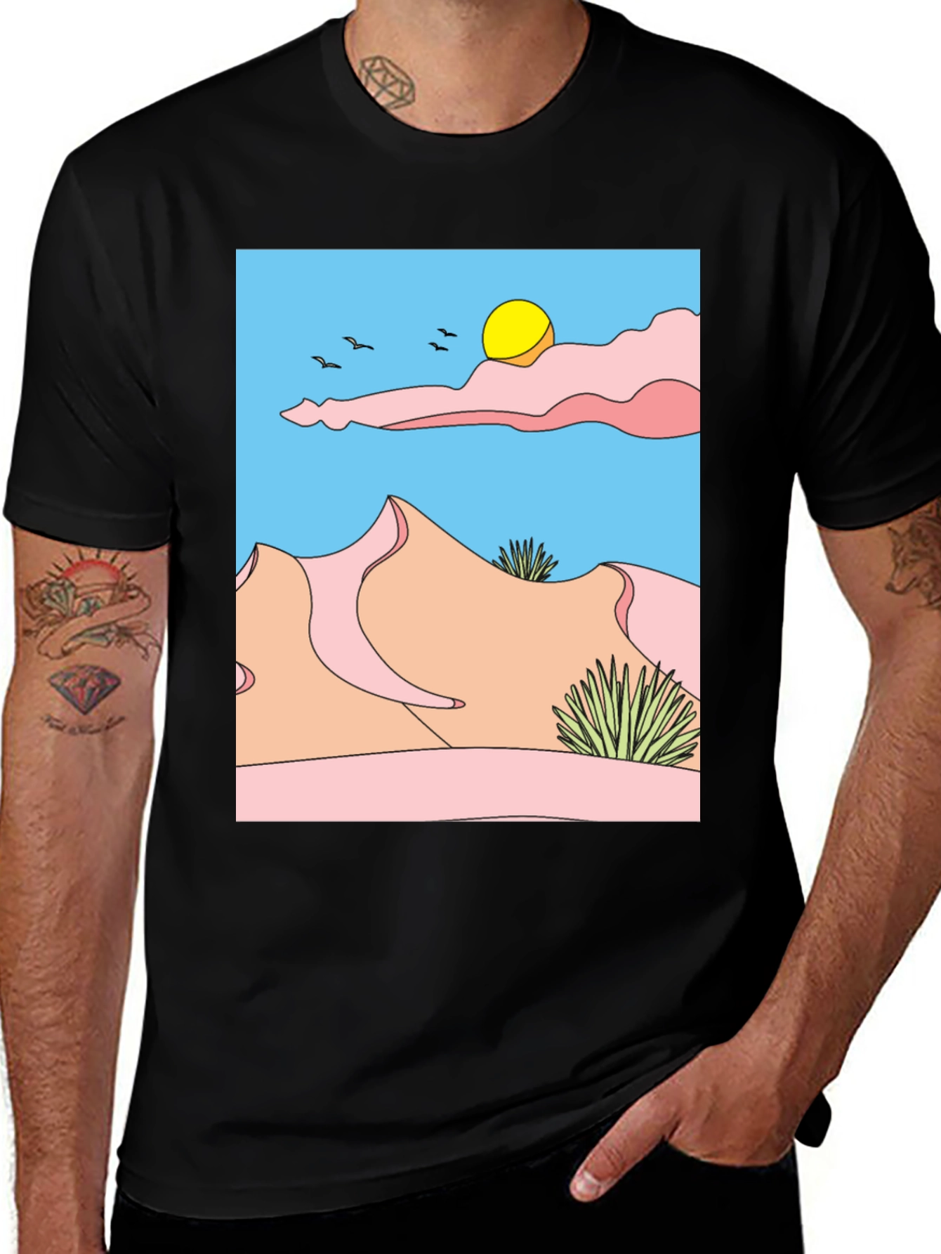 Desert Landscape Graphic Tee - Unisex Black T-Shirt