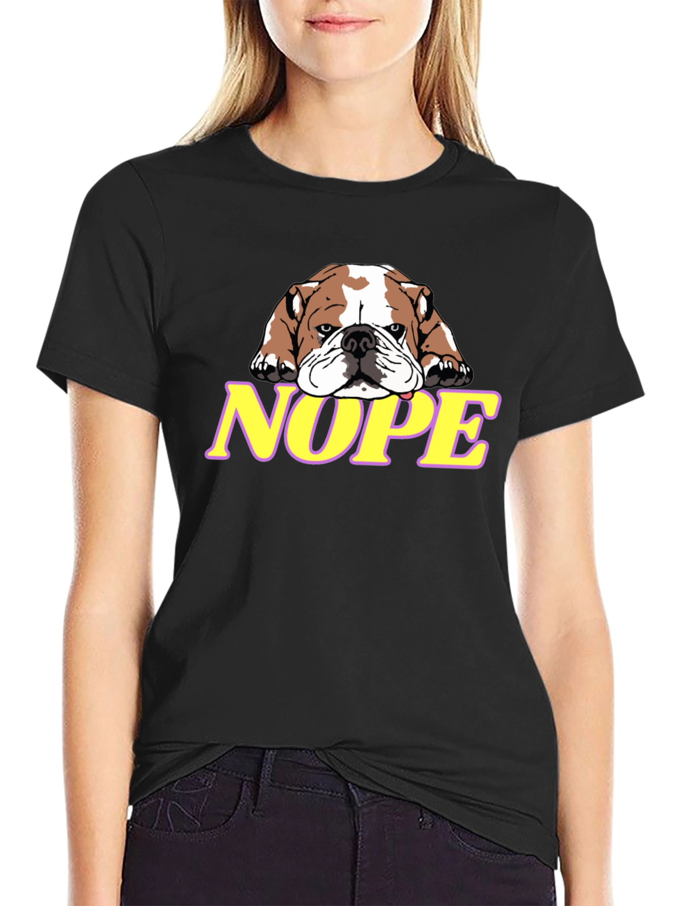 Nope Bulldog Graphic T-Shirt