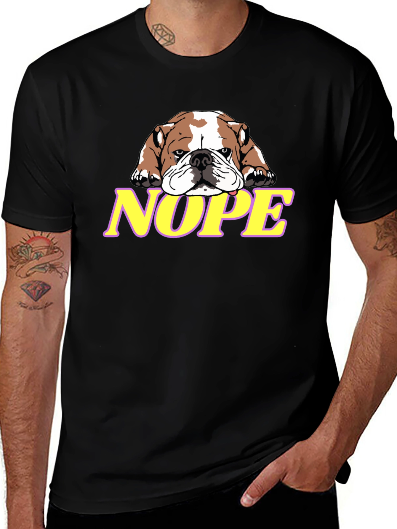 Nope Bulldog Graphic T-Shirt