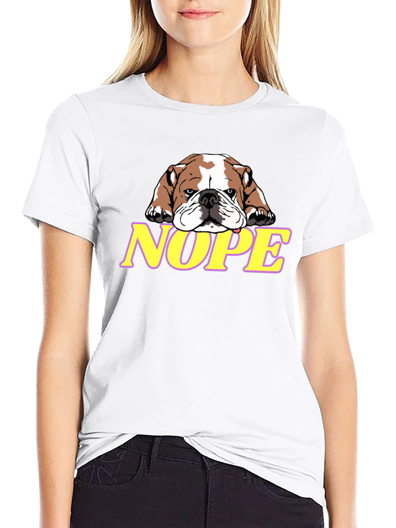 Nope Bulldog Graphic T-Shirt