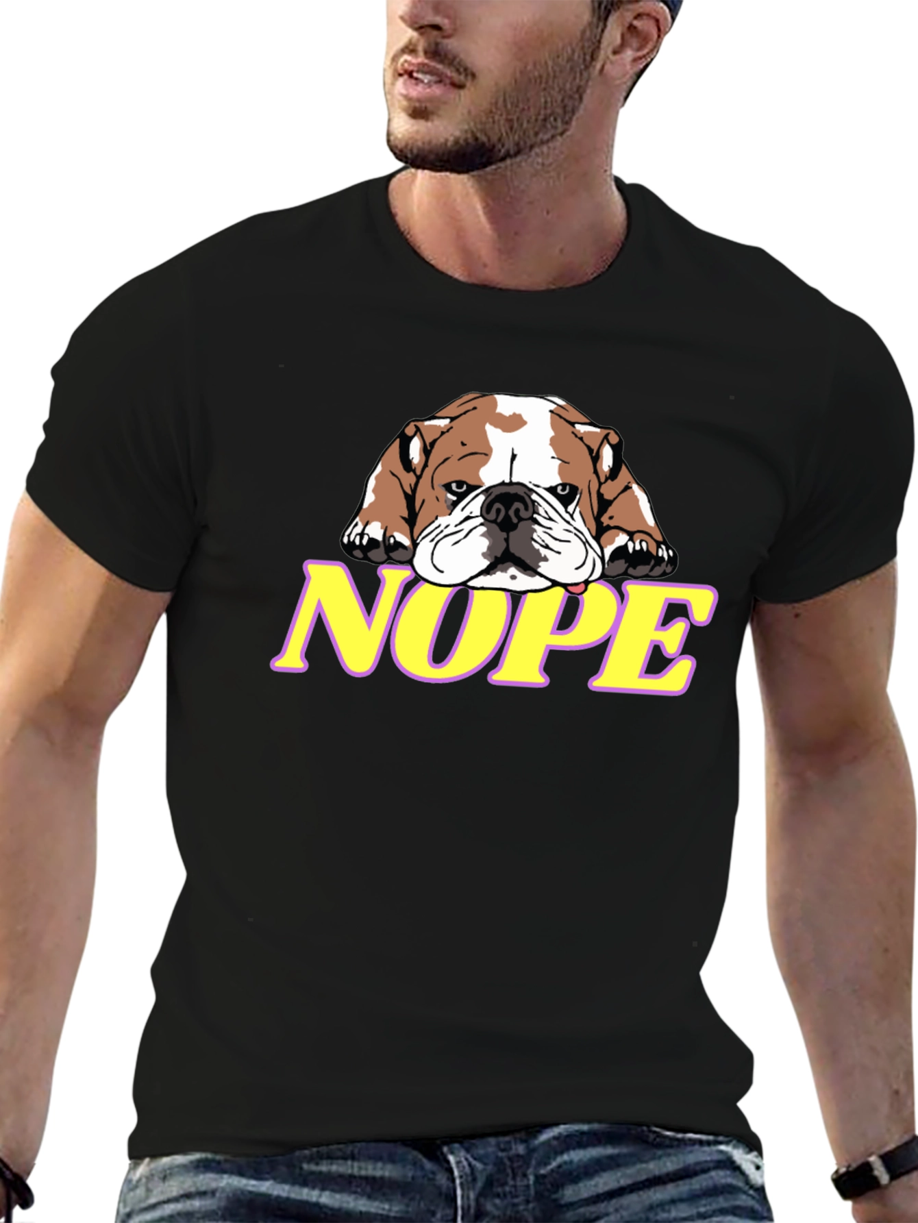 Nope Bulldog Graphic T-Shirt
