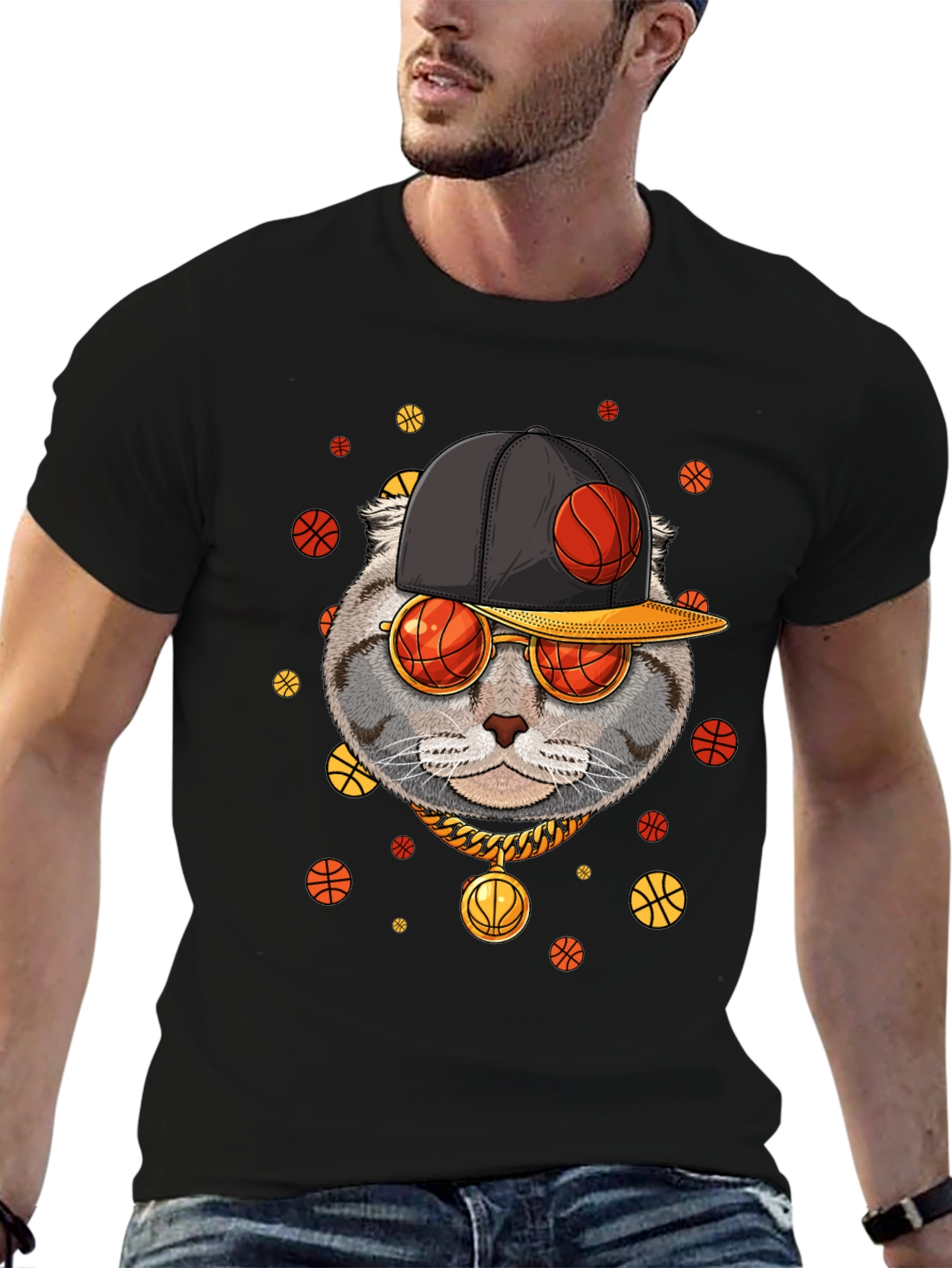 Basketball Cat Graphic T-Shirt - Urban Style