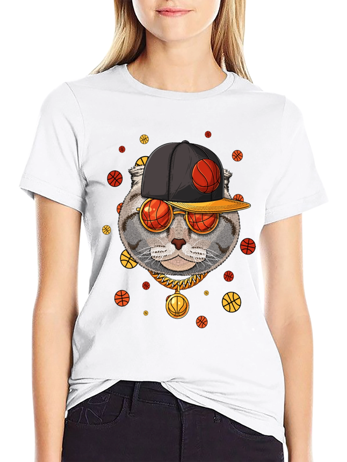 Basketball Cat Graphic T-Shirt - Urban Style