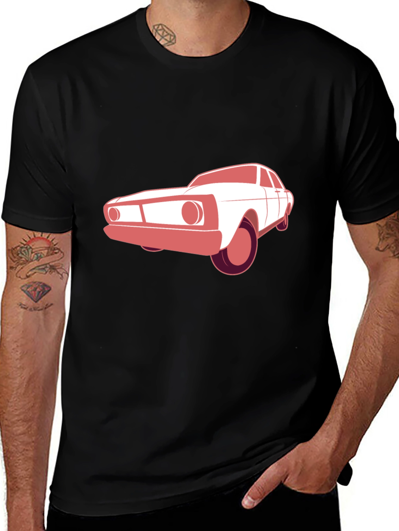 Classic Car Graphic Tee - Black Cotton