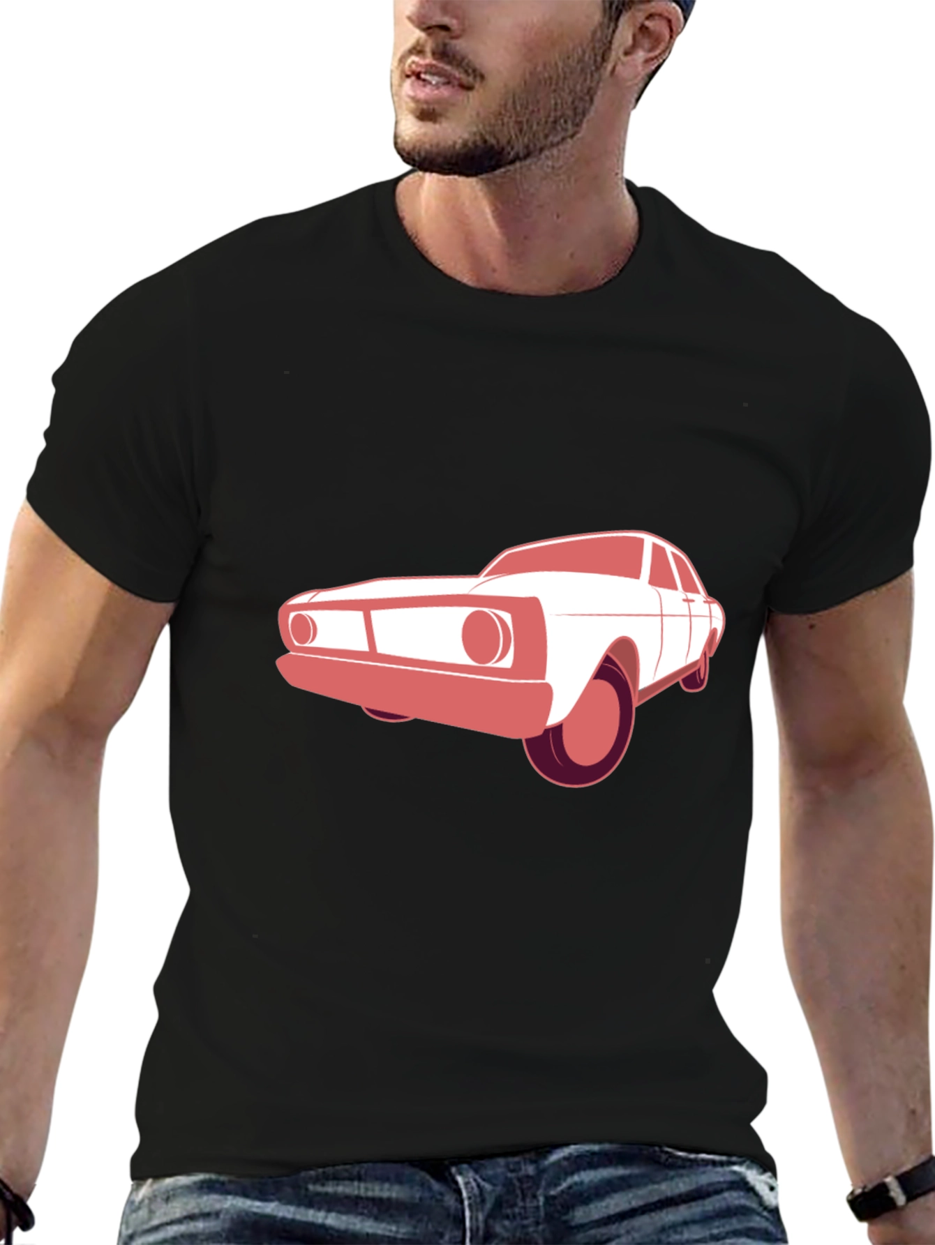 Classic Car Graphic Tee - Black Cotton