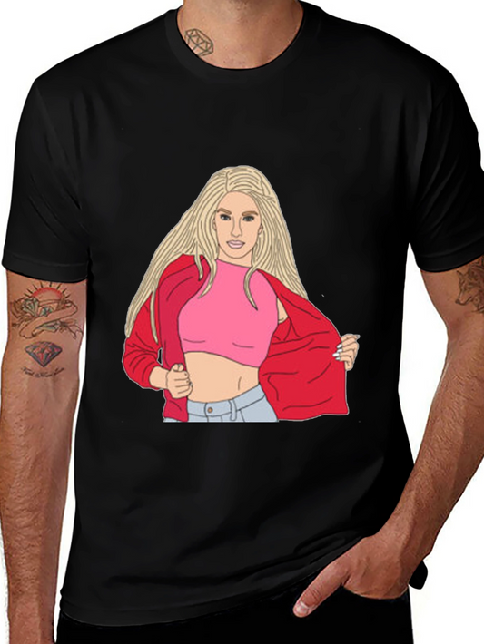 Illustrated Woman Graphic Black T-Shirt
