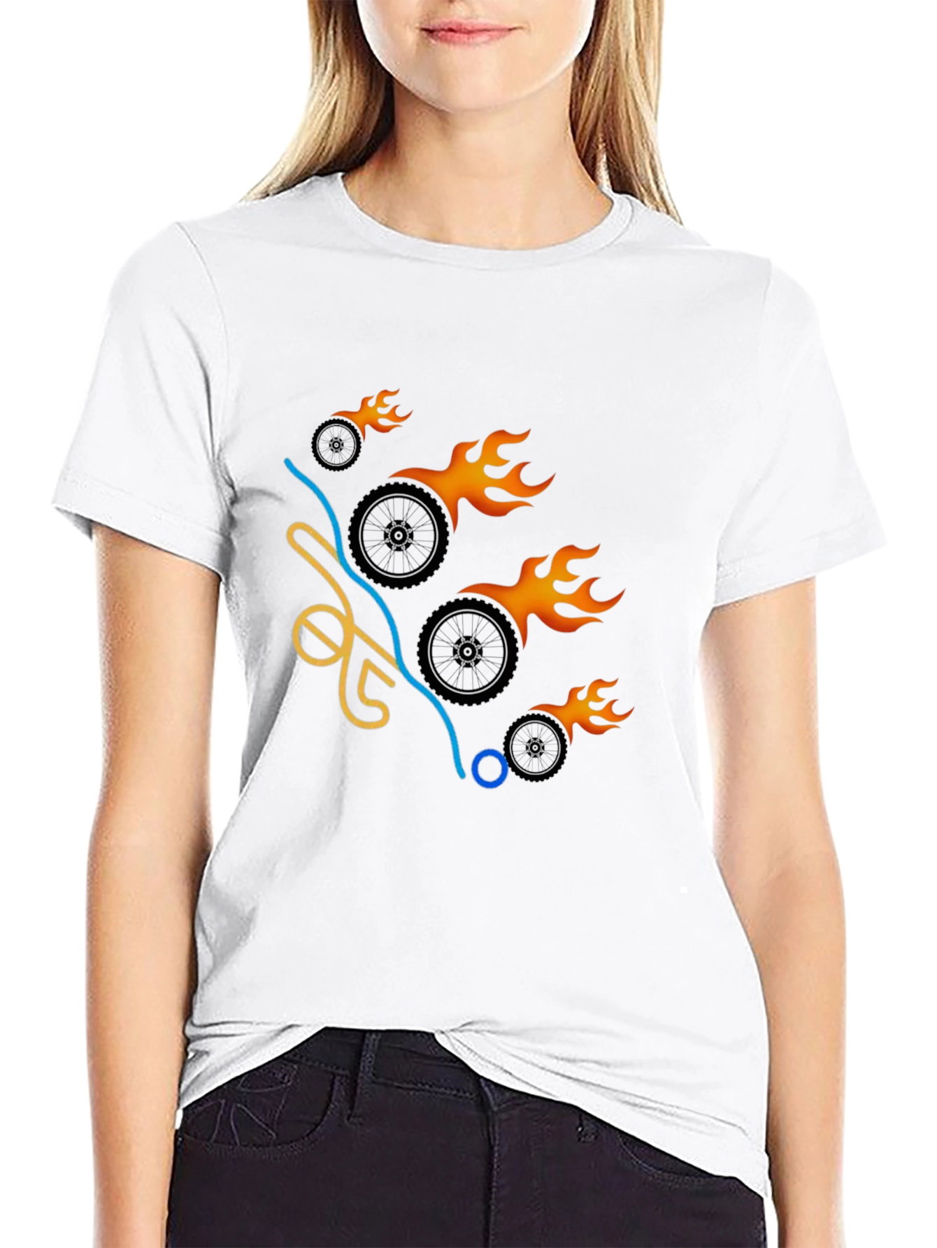 Flaming Wheels Graphic Tee - Cool & Casual